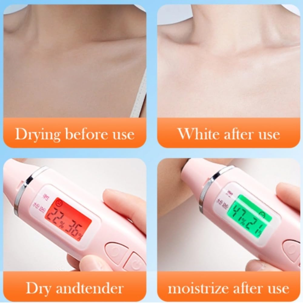 Digital Skin Moisture Tester & Hydration Analyzer - Portable LCD Oil Monitor for Face & Body - Professional Skin Care Tool for Beauty Salon & Home Use - Perfect for Daily Skincare Routine & Spa Treatments (White)