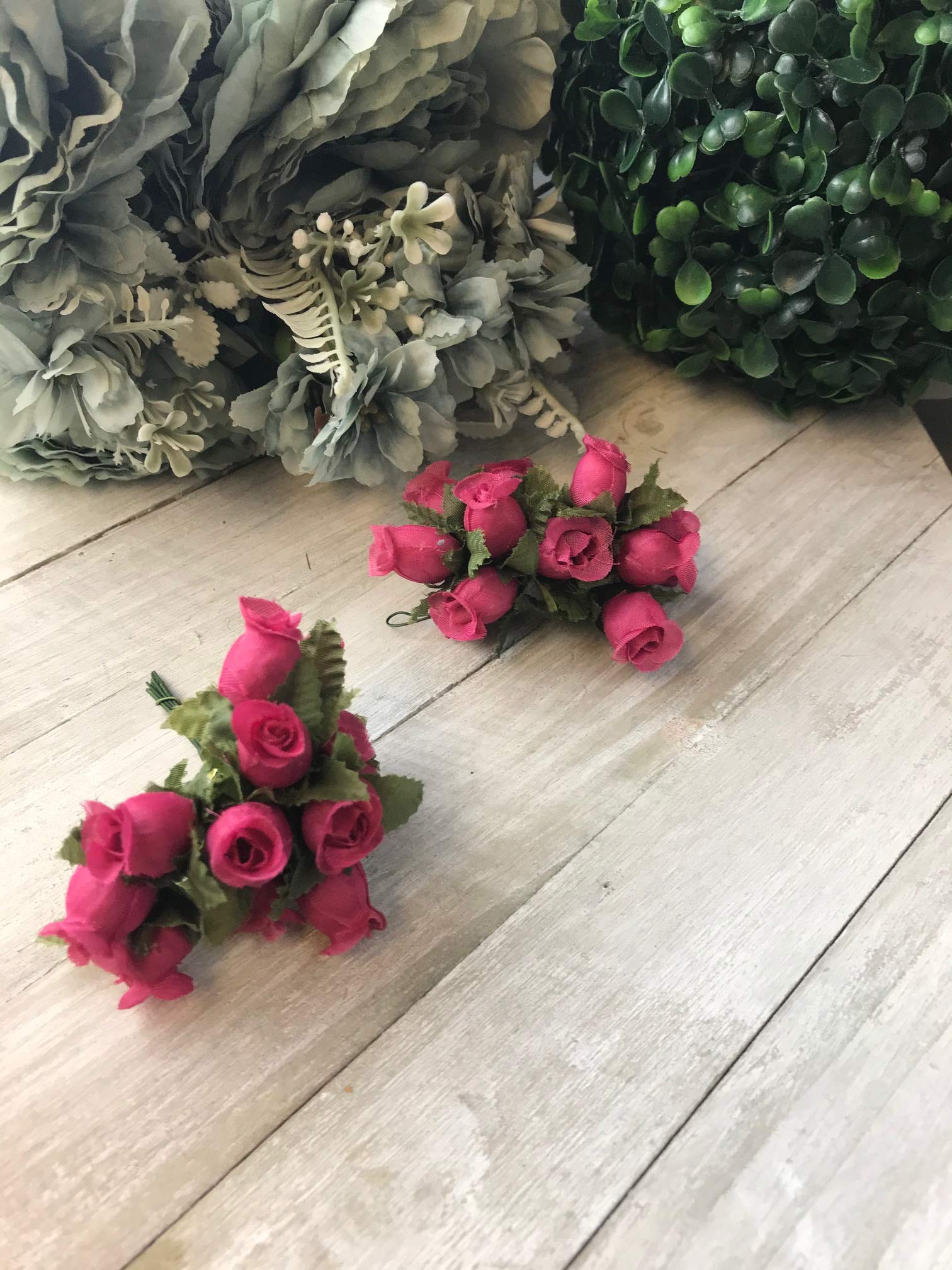 144 Pcs Mini Silk Rose Flowers for DIY Scrapbooking, Valentines, Anniversaries - Handmade Fuchsia Polyester Roses for Bouquets, Crafts, and Embellishments | Perfect for Wedding Favors, Home Decor, and Gift Wrapping