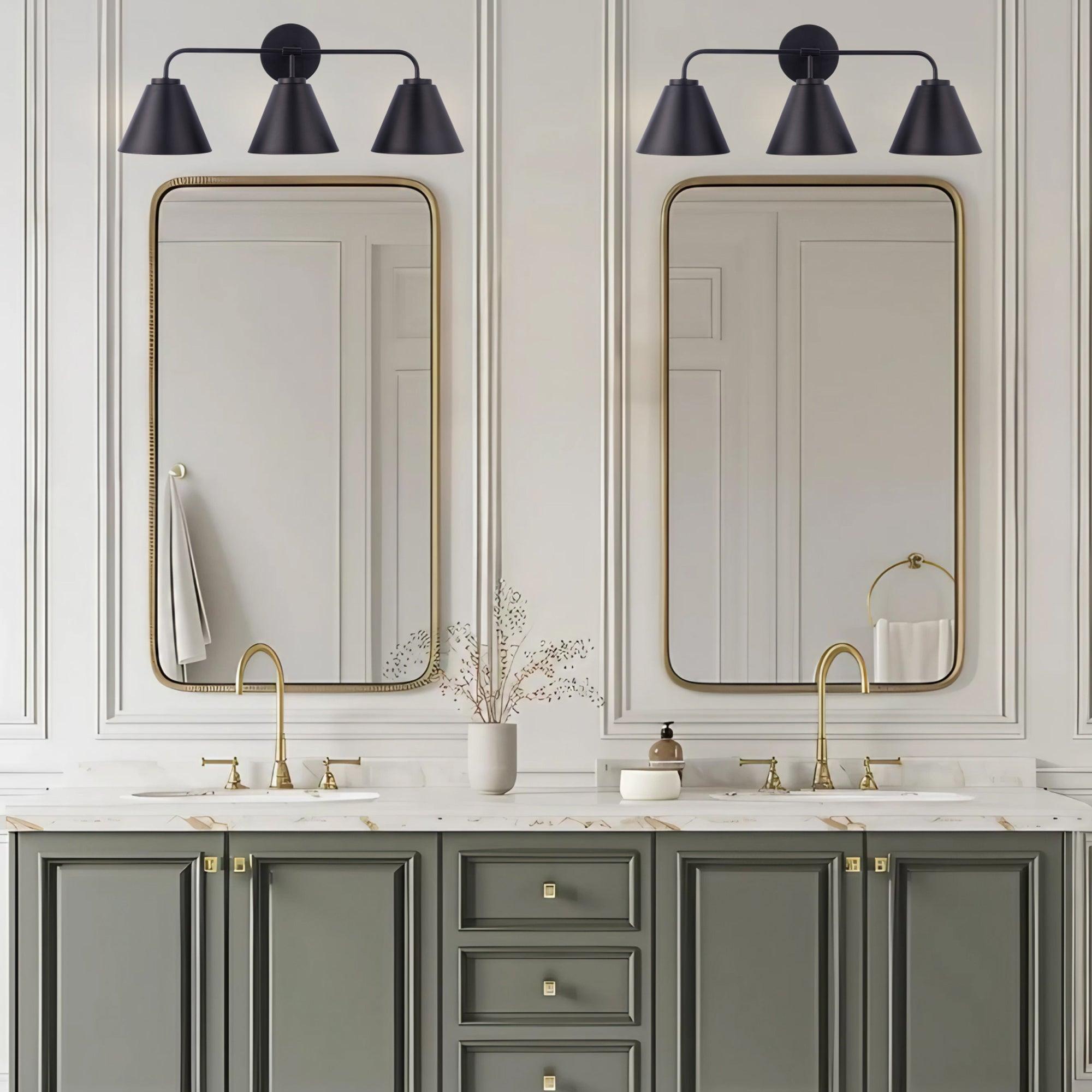 Modern 3-Light Vanity Light for Bathroom - Loft Style LED Wall Sconce with Adjustable Arms, Perfect for Makeup Mirror Lighting and Bedroom Decor