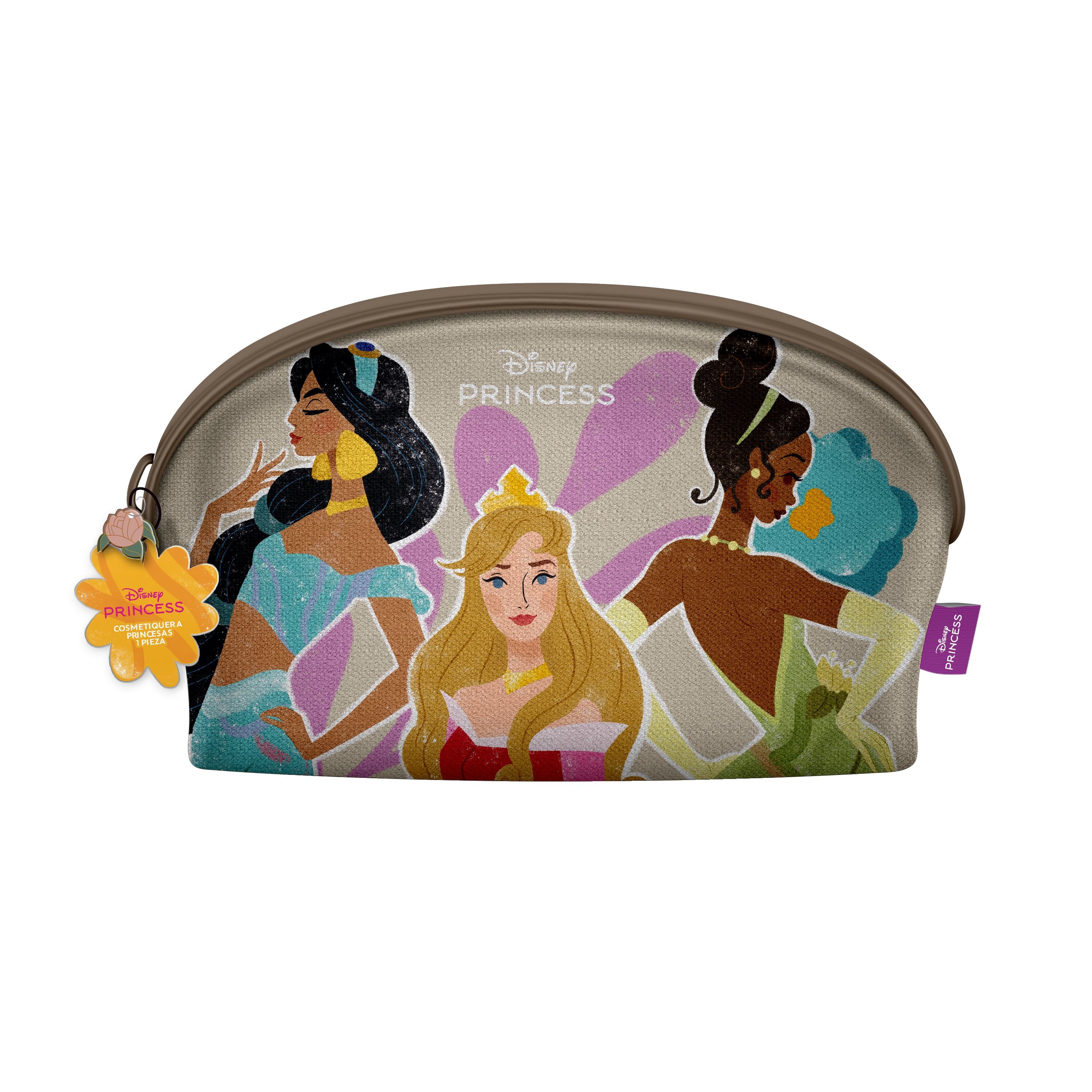 Disney Princess Cosmetic Bag for Women - Cute Makeup Organizer with Glitter Design, Perfect for Travel, School, and Daily Beauty Essentials Storage
