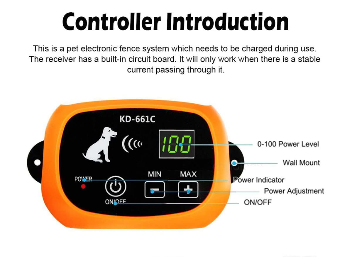**Wireless Dog Fence System - Rechargeable & Waterproof IP67 Electric Pet Containment Collar with Adjustable Range & LED Distance Display - Safe & Harmless for All Dogs - Perfect for Backyard, Training & Outdoor Use**