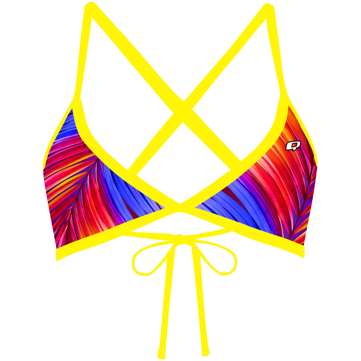 Sunset Palms Tie Back Bikini Top - Women's Swimwear for Beach Vacation & Pool Party | Adjustable Straps & Comfortable Fit