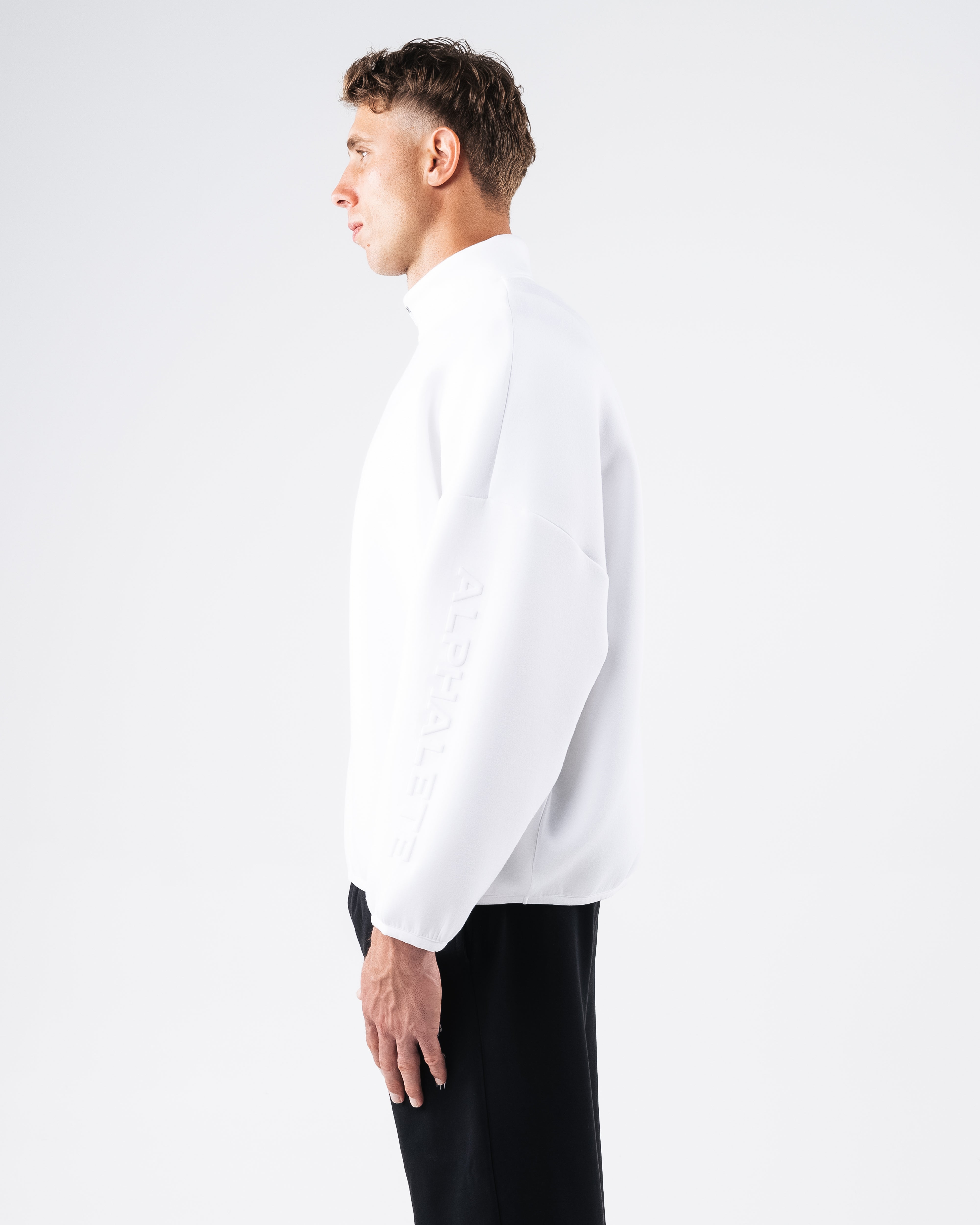 ELMTS Men's Quarter Zip Pullover Sweatshirt - White | Lightweight & Comfortable | Perfect for Casual Wear, Workout & Outdoor Activities