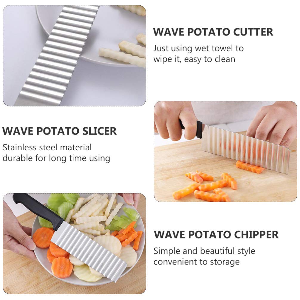 DOITOOL 4-Piece Stainless Steel Wavy Potato Slicer Set - Professional Wave Chipper & Cutter for Perfect French Fries & Veggie Chips - Ideal for Home Cooking, Restaurants & Party Snack Prep