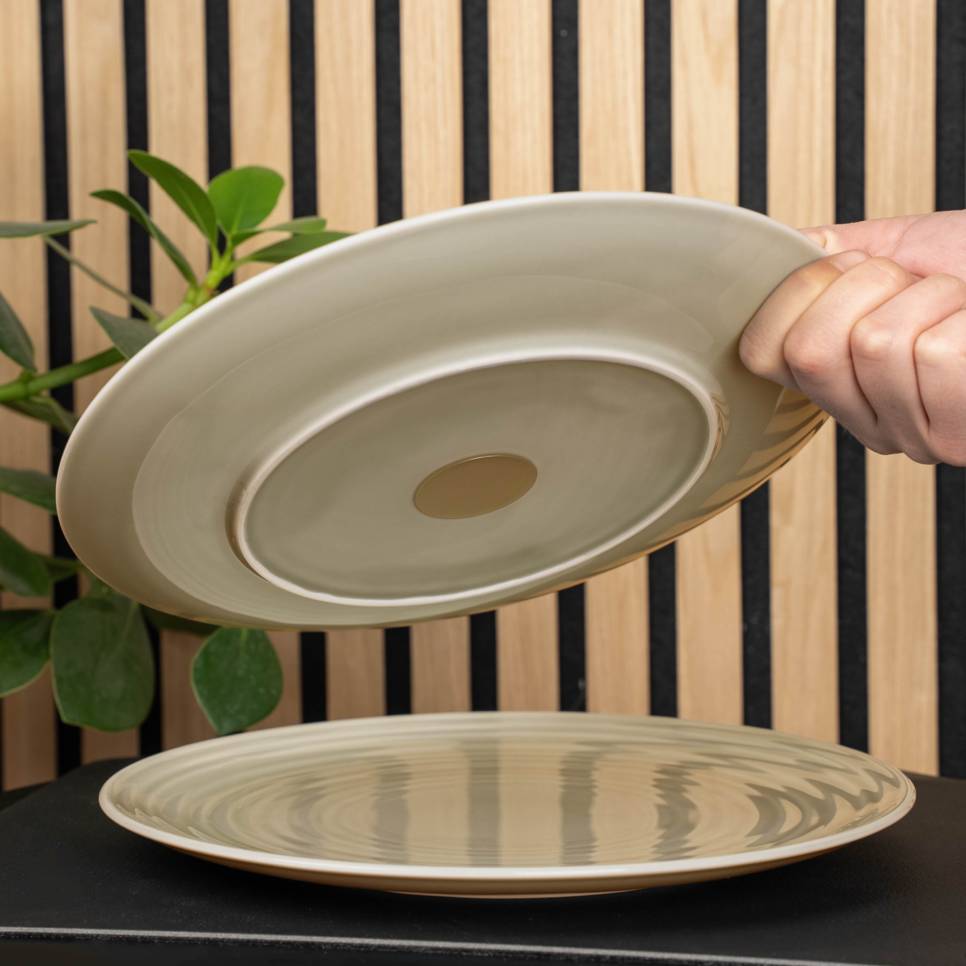Premium Magnetic Porcelain Plate SAND - 26 cm Diameter, Elegant Dinnerware for Home & Restaurant Use