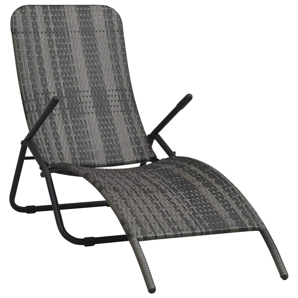 vidaXL Rattan Wicker Patio Lounge Chair - Foldable Garden Chair for Outdoor Relaxation, Beach, Backyard, Camping & Sports Events - 55.5