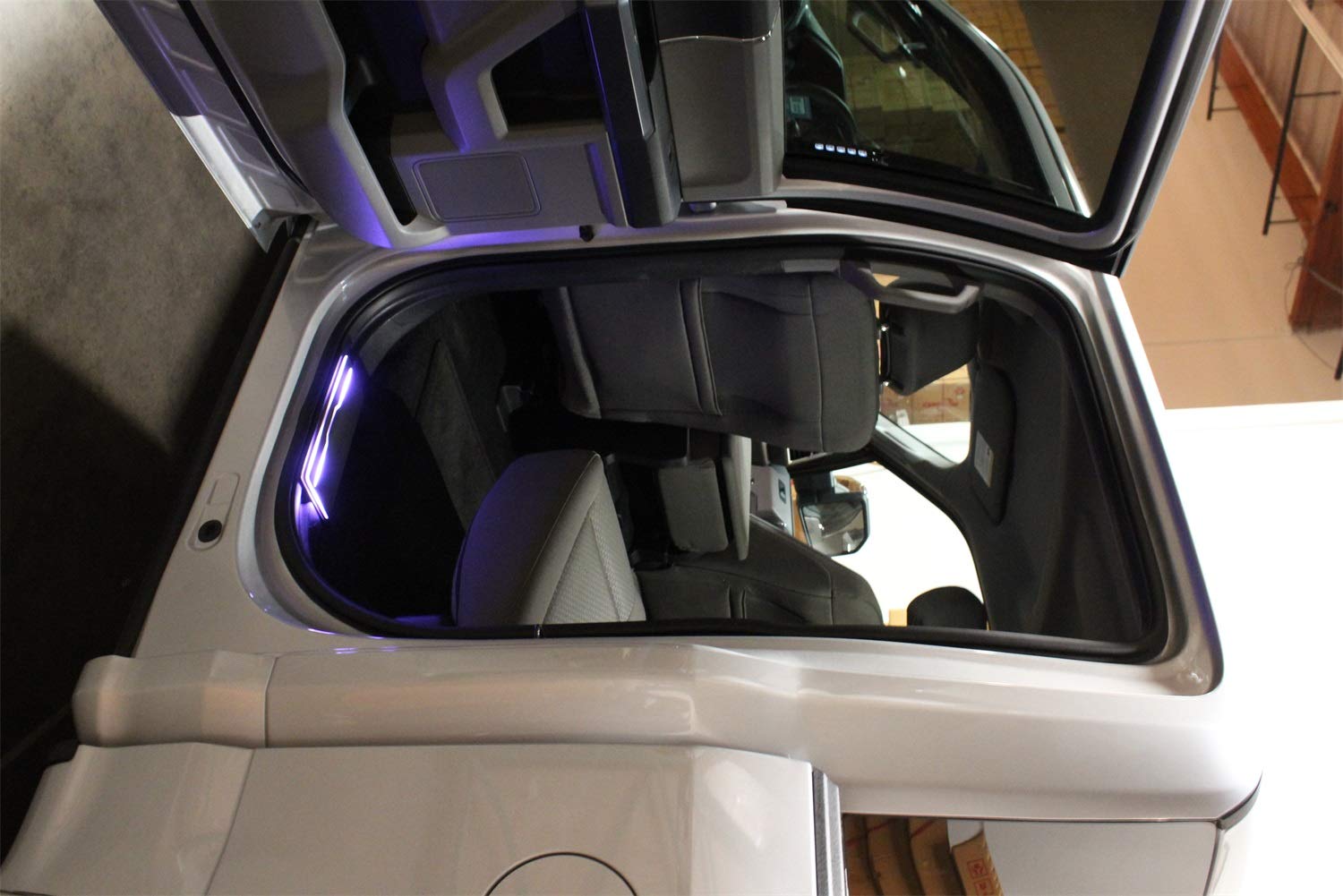 Custom Fit SPFD735 Aniglo Sill Plates - 4 Sill Plates & 2 Power Boxes - Acrylic Base with 304 Stainless Steel Faceplate - Brushed Stainless Steel Finish - Perfect for Car Door Protection & Interior Customization