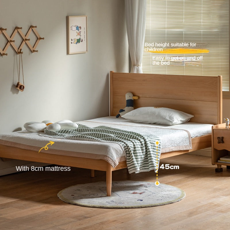 Solid Wood Kids Bed - Beech or Oak Frame - Soft Single Bed for Toddlers & Children - Perfect for Bedrooms, Daycare, or Guest Rooms