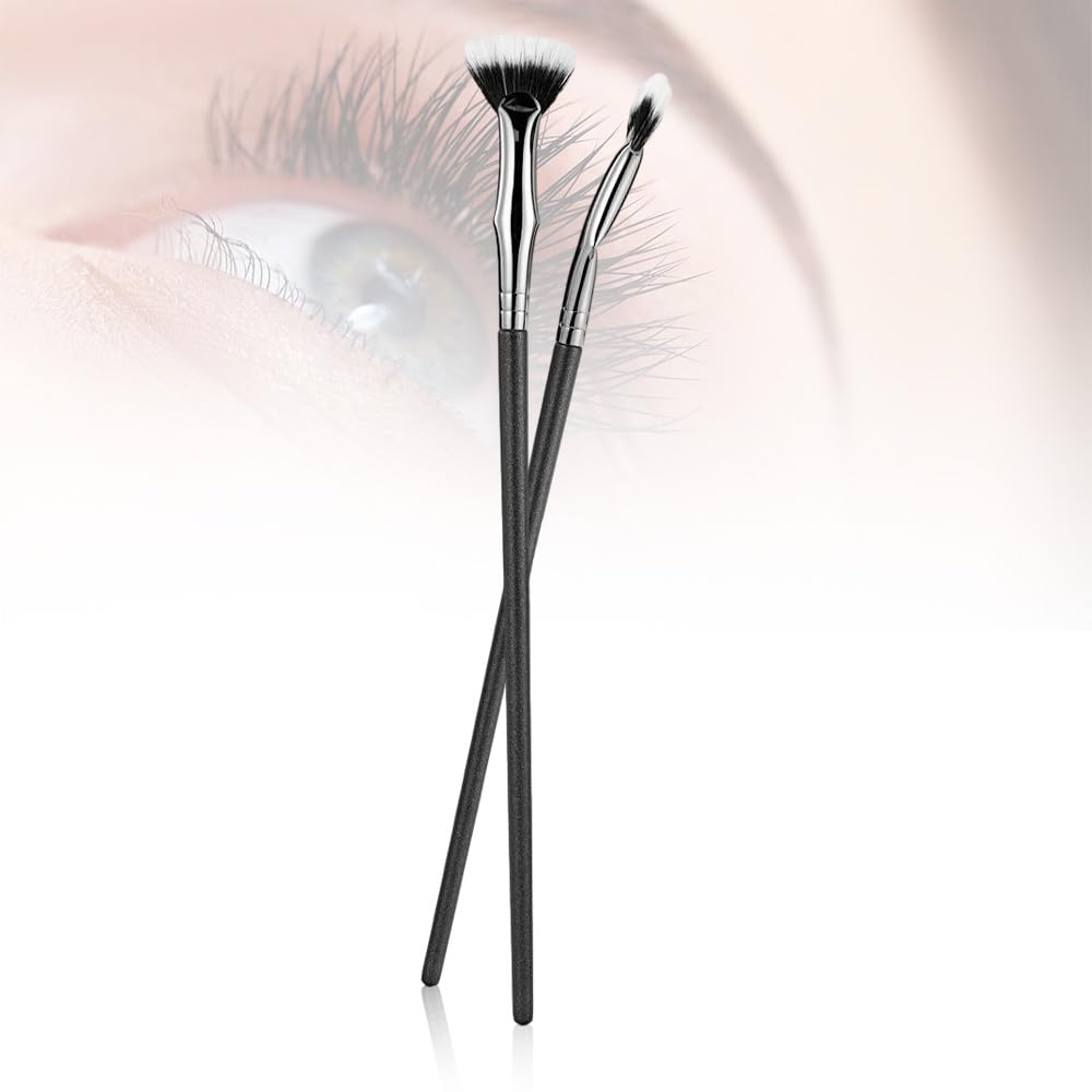2024 Upgraded Eyelash Brush - Folding Angle Scalloped Fan Lash & Eyebrow Brush for Upper & Lower Lashes, Multifunctional Angled Fan Shaped Makeup Tool (Black, 2-Pack) | Perfect for Professional Makeup Artists & Home Beauty Routines