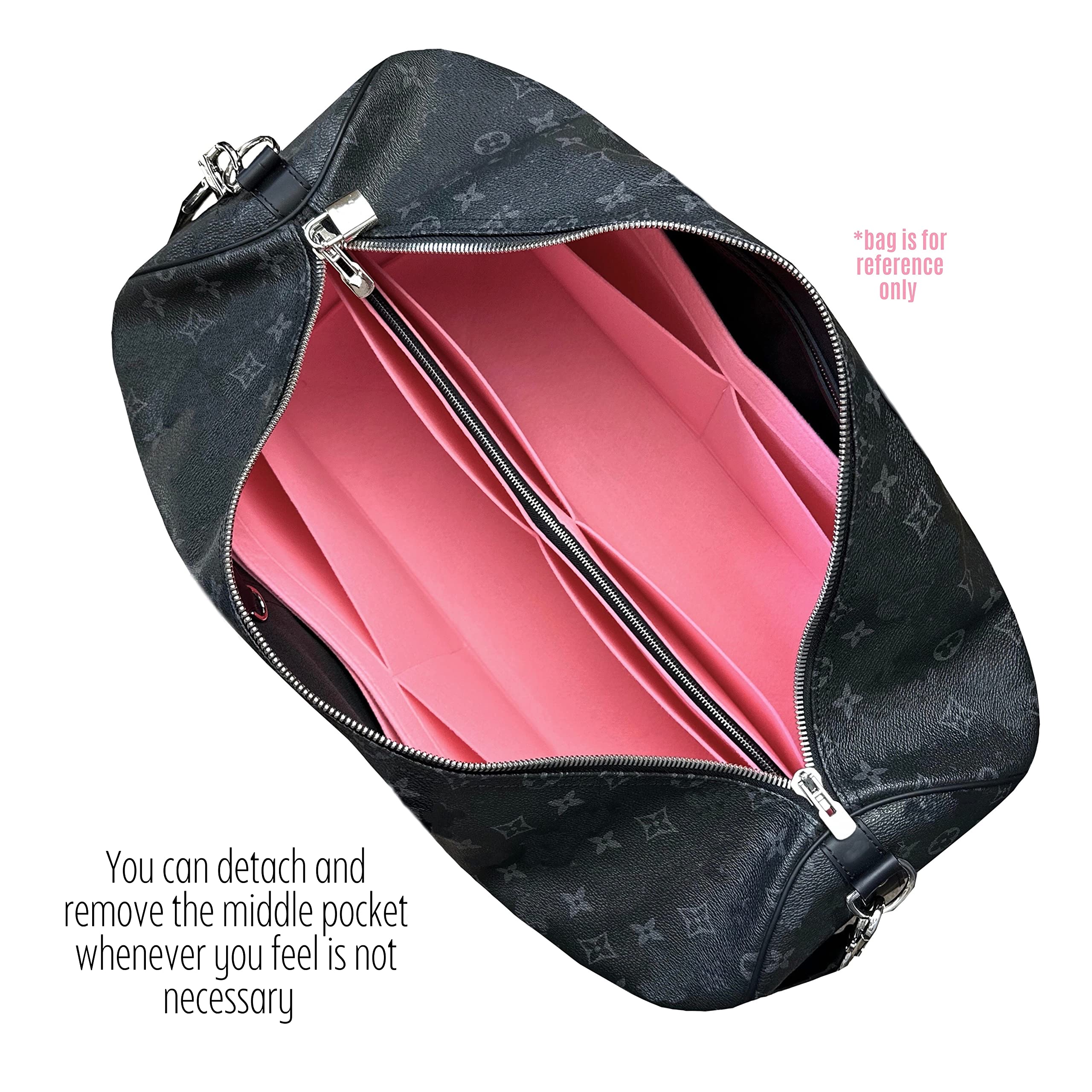Premium Keepall 45 Bag Organizer Insert - Handmade 3mm Thick Double-Layered Base Shaper with Sturdy Felt Construction (Black) | Perfect for Travel, Business Trips & Daily Commute
