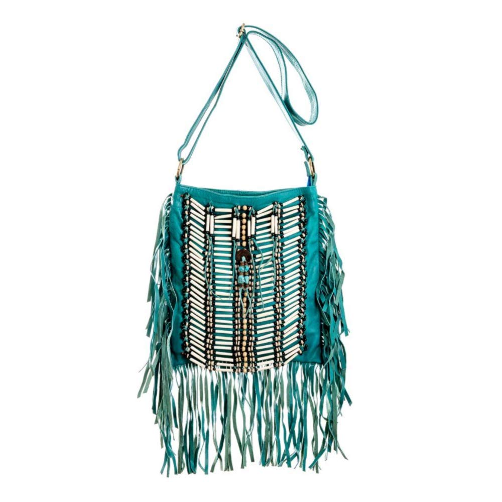 Boho Square Leather Crossbody Bag with Fringe | Genuine Leather Bohemian Purse for Women | Perfect for Music Festivals, Beach Outings & Casual Daily Use