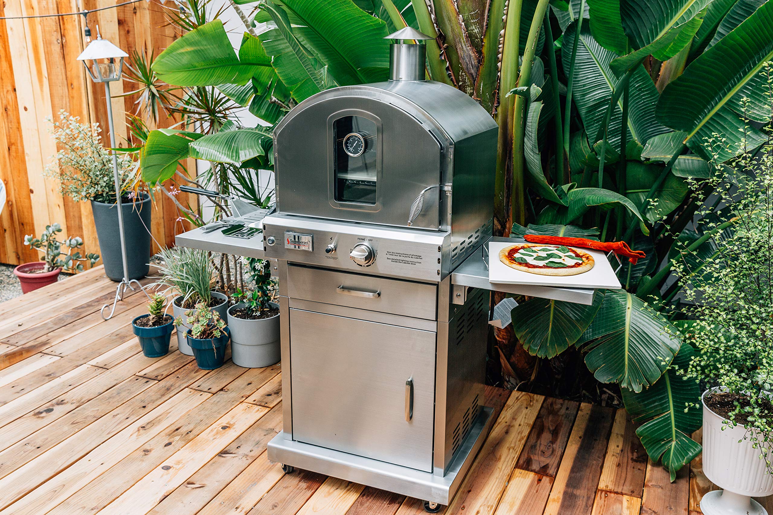 Summerset SS-OVFS-LP Freestanding Propane Gas Outdoor Pizza Oven - Portable Backyard Pizza Maker for Patio, Garden & Camping - Perfect for Wood-Fired Style Pizzas, Bread & Roasting