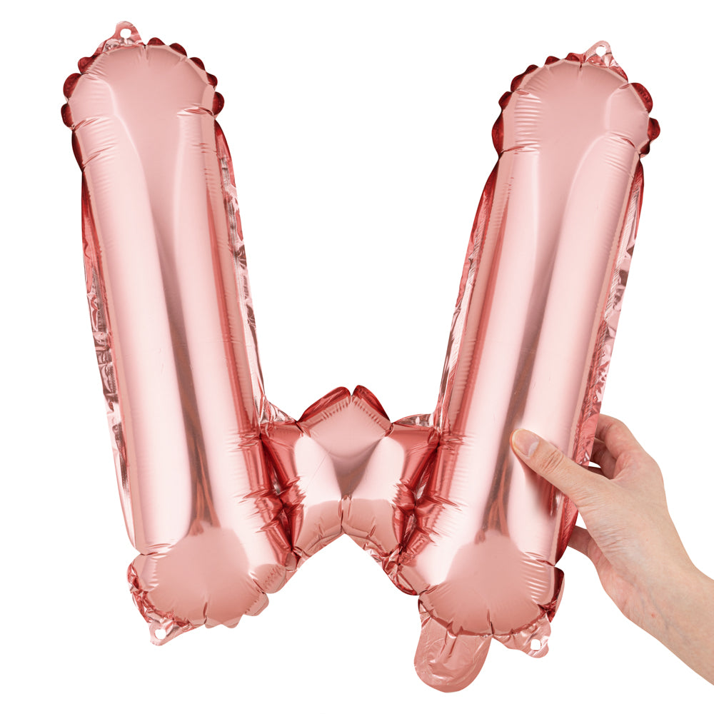 Balloonify Rose Gold Mylar Letter W Balloon - 16 Inch Large Foil Alphabet Balloon for Birthday Party Decorations, Wedding, Baby Shower & Anniversary Celebrations