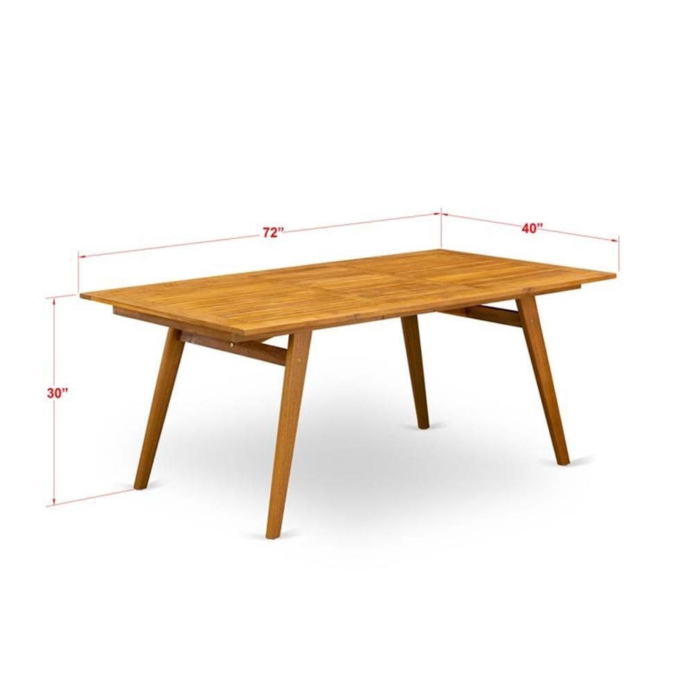 East West Furniture BDETRNA 40x72 Inch Acacia Wood Dining Table - Natural Oil Finish, Rectangle Regular Height Table for Kitchen, Dining Room, or Office Workspace