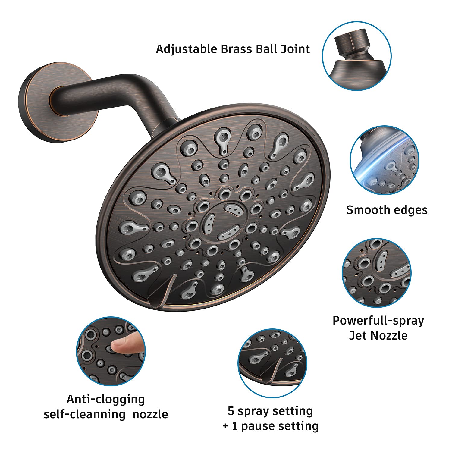 EMBATHER Single Handle Shower Faucet Set with 6
