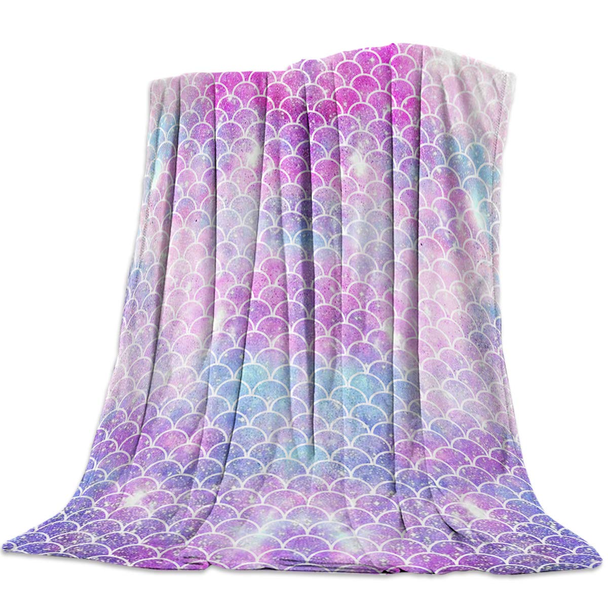 Personalized Soft Flannel Fleece Throw Blanket - Multi-Color Fish Scale Pattern, Lightweight Comfy Blanket for Kids, Bedroom, Living Room & Sofa (49x79 inches) - Perfect for Cozy Evenings, Gift Giving & Home Decor