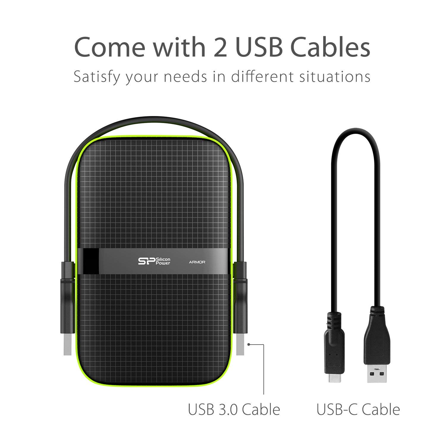 Silicon Power 4TB Rugged External Hard Drive - USB-C USB 3.0 Portable HDD, Military-Grade Shockproof & Water-Resistant for PC, Mac, iPad Pro (Black) - Perfect for Outdoor Adventures, Data Backup & On-the-Go Storage
