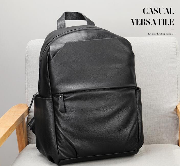 Premium Black Leather Backpack for Men & Women - Stylish Durable Laptop Bag for Work, Travel & College - Water-Resistant Business Backpack with USB Charging Port