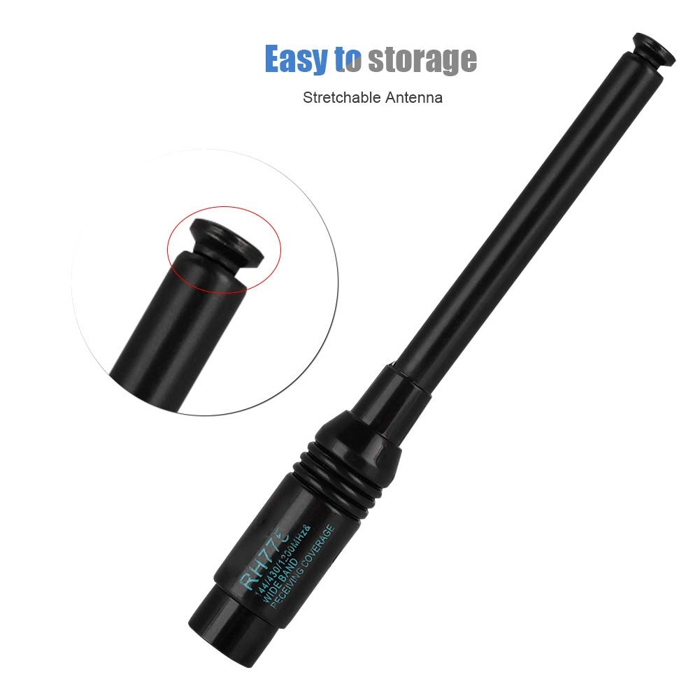 RH775 SMA Male Double Broadband Telescopic Antenna for Walkie Talkies - Enhanced Radio Communication Accessories for Outdoor Adventures, Hiking & Emergency Preparedness
