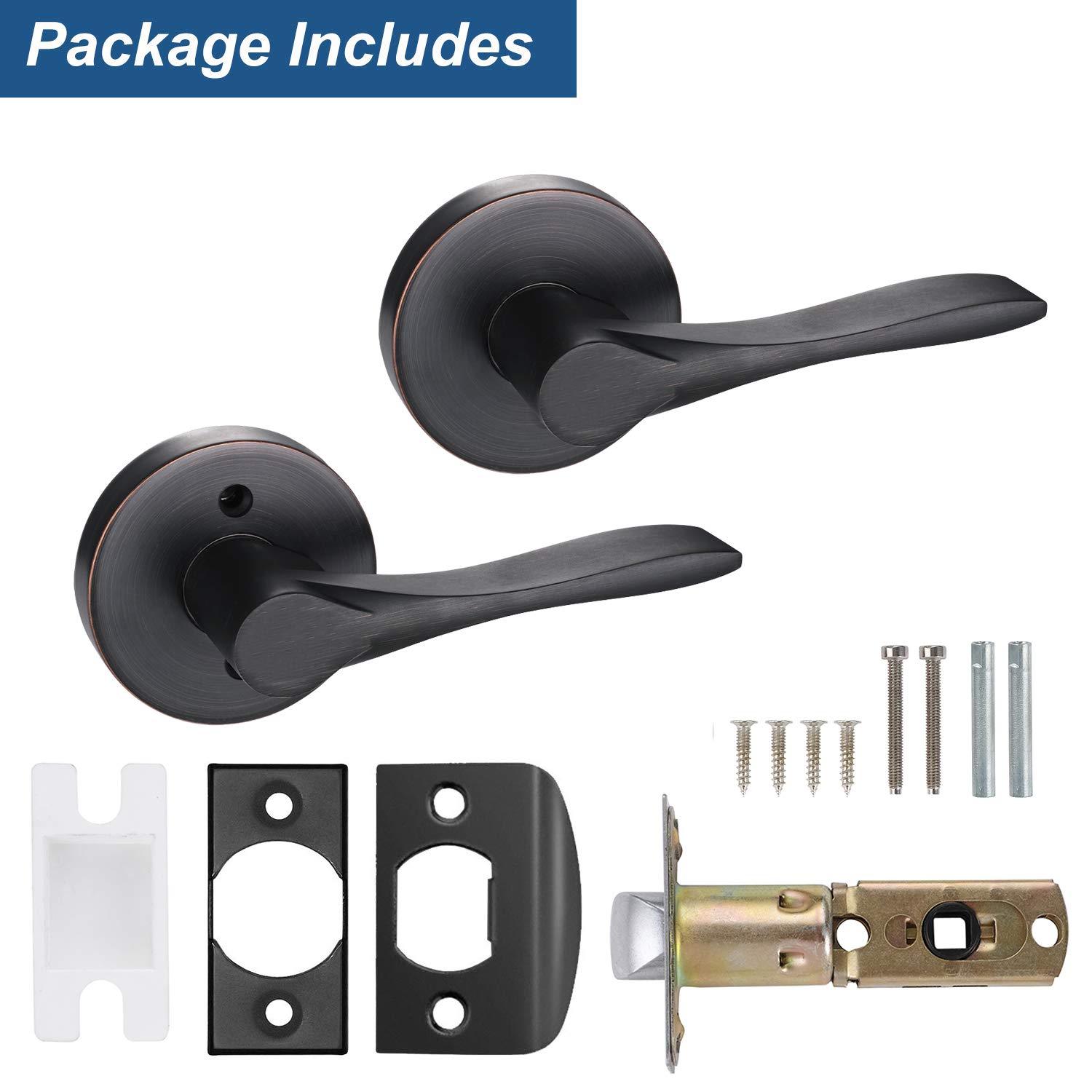 6 Pack Oil Rubbed Bronze Interior Passage Lever - Heavy Duty Keyless Hall & Closet Door Handles (6-Piece Set) - Perfect for Bedrooms, Bathrooms & Interior Doors