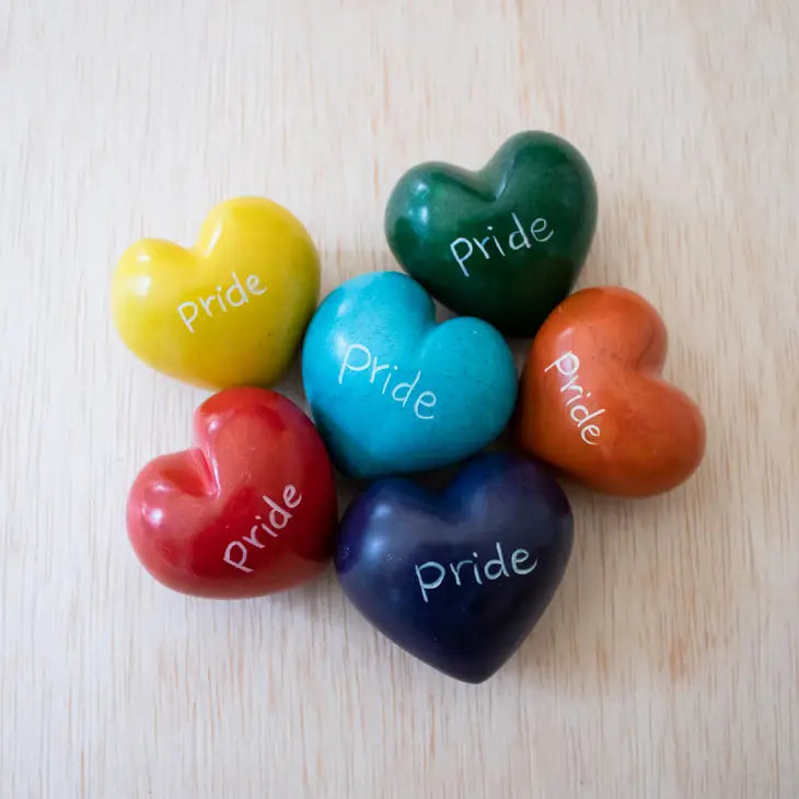 Handmade Pride Soapstone Heart Pendants - LGBTQ+ Rainbow Stone Jewelry for Necklaces, Keychains & Home Decor - Perfect for Pride Month, Gifts & Spiritual Healing