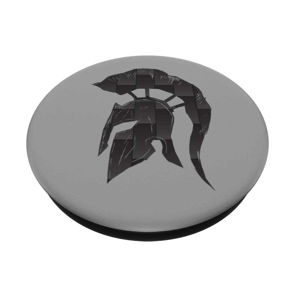 Spartan Helmet Warrior Trojan Warrior Carbon Pattern PopSockets Phone Grip & Stand - Perfect for Gym, Workout, and Daily Phone Protection
