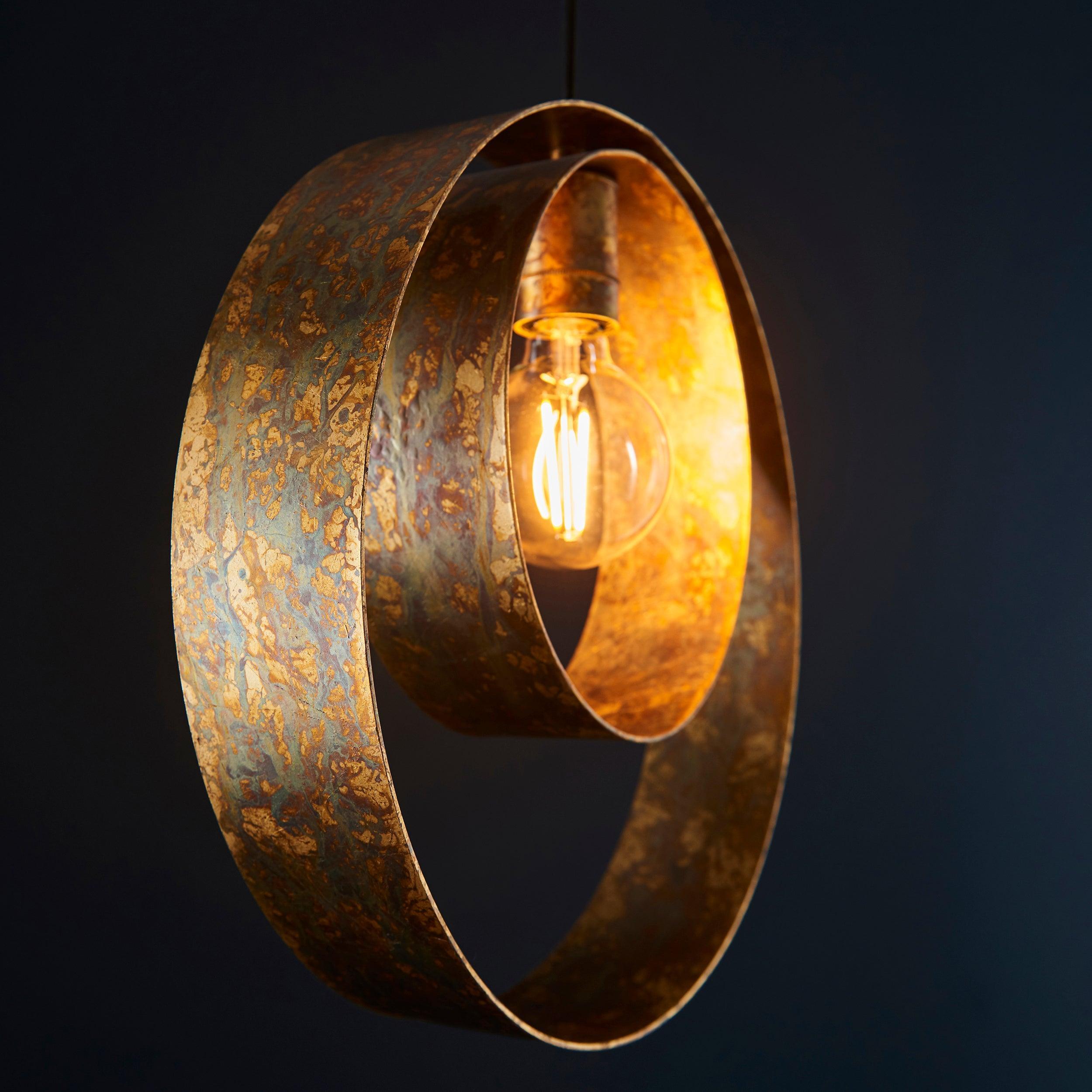 Devon Gold Patina & Bronze Ceiling Pendant Light - Vintage Industrial Style Lighting Fixture for Dining Room, Kitchen Island or Entryway
