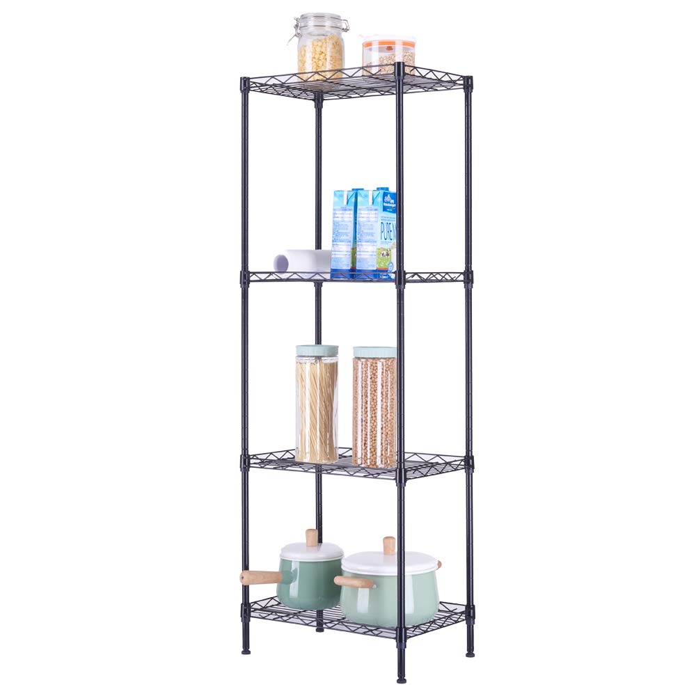 Heavy Duty Adjustable Wire Shelving Unit - 17.72 x 11.81 x 49.61 Inch Metal Storage Rack for Kitchen, Bathroom, Office - Microwave Cart & Utility Organizer with Sturdy Steel Frame - Perfect for Pantry Organization, Laundry Room Storage & Small Space Solutions