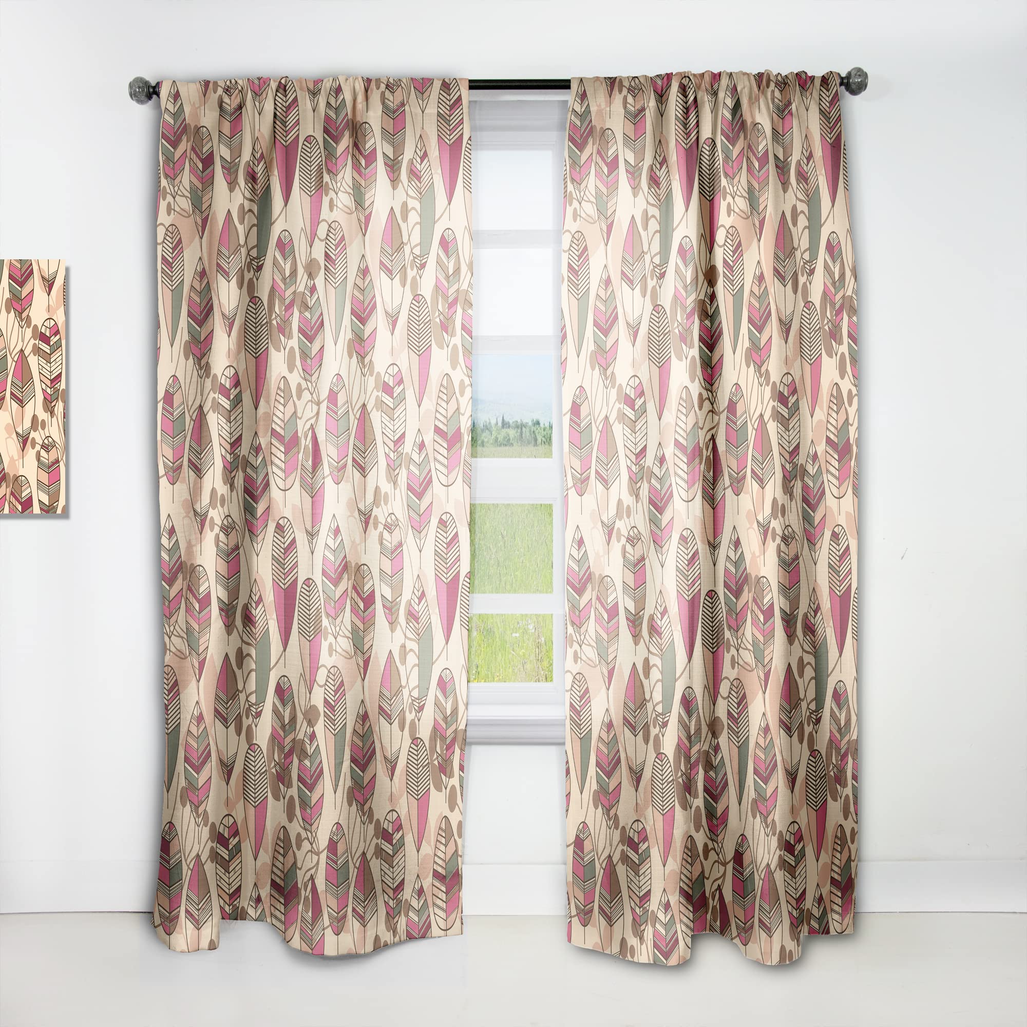 DesignQ Retro Autumn Floral Curtains - Thermal Insulated Blackout Drapes for Bedroom & Living Room (52x95 Inch, Single Panel) - Perfect for Cozy Home Decor & Light Blocking