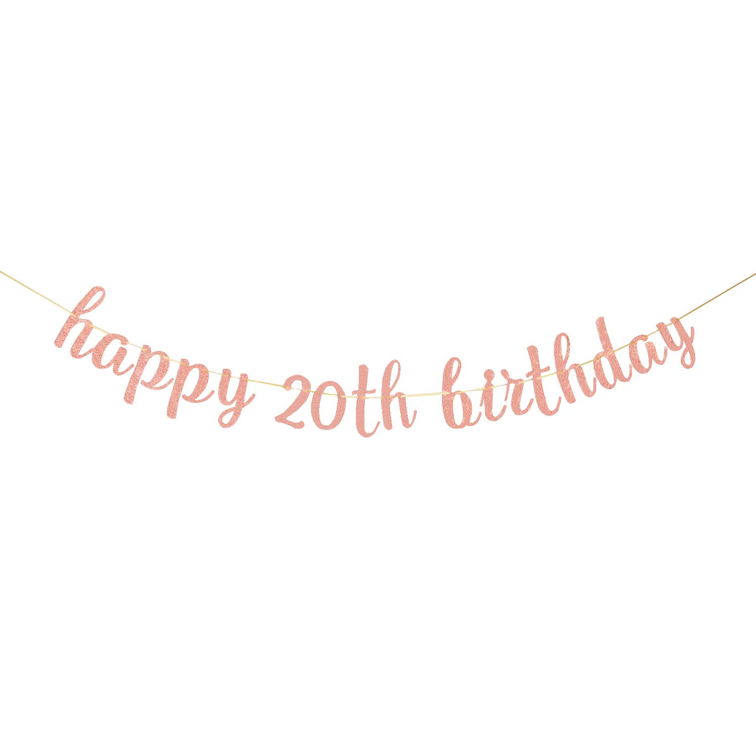 Rose Gold Glitter Happy 20th Birthday Banner - Cheers to 20 Years Party Decorations for Anniversary Celebration | Perfect for Birthday Parties, Milestone Events & Photo Backdrops