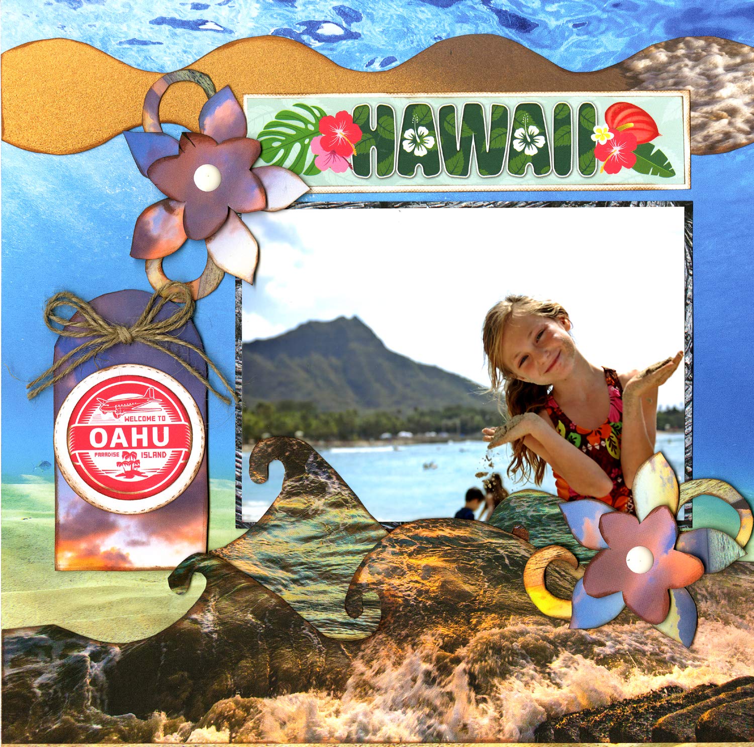 Reminisce Hawaii Scrapbook Collection Kit - 12x12 Inch Multi-Color Paper Crafts for Scrapbooking, Photo Albums & DIY Projects | Tropical Vacation Memory Keepsake