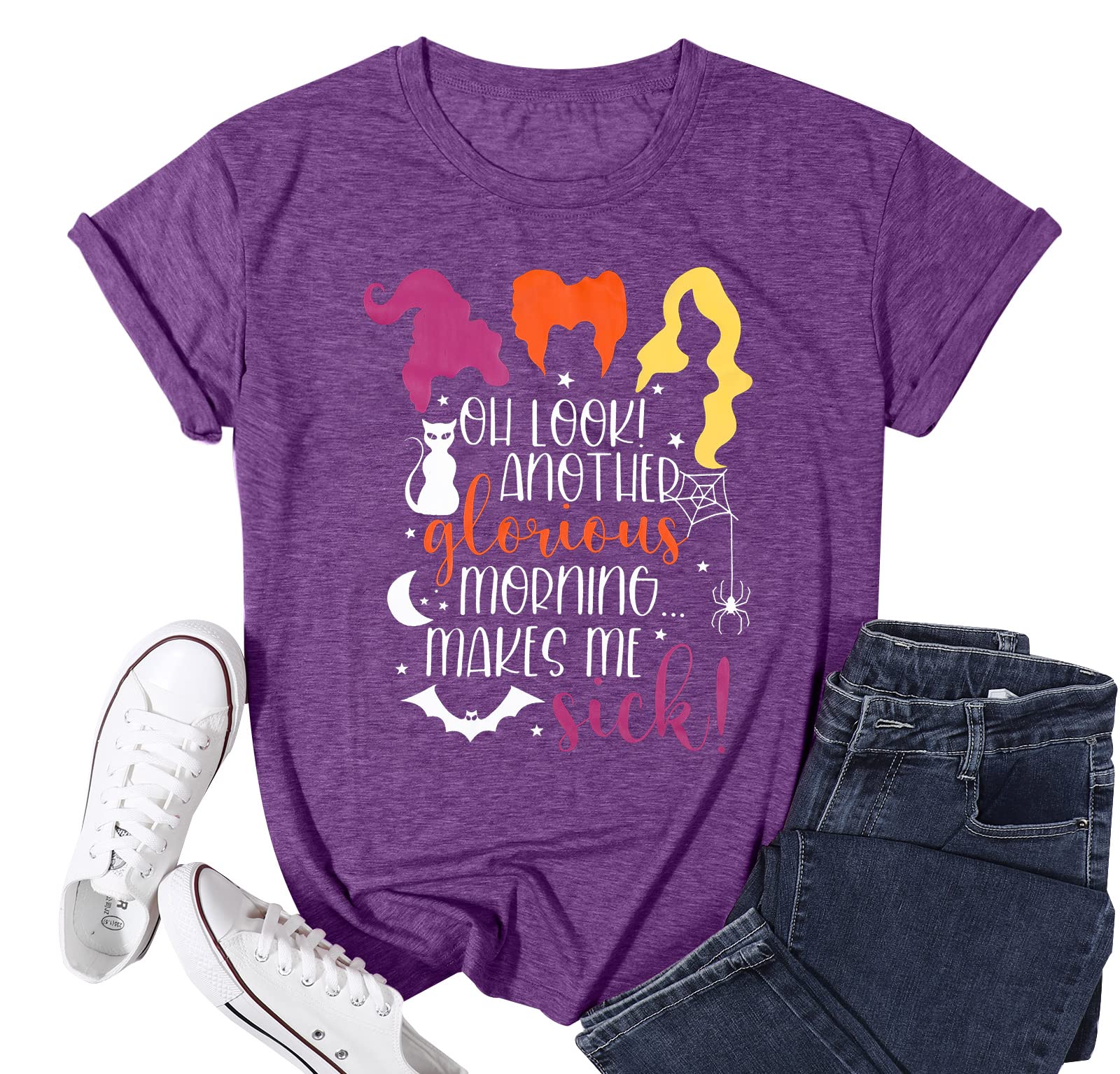 Sanderson Sisters Halloween T-Shirt for Women - Funny 'Oh Look Another Glorious Morning' Quote Tee | Perfect for Costume Parties, Movie Nights & Hocus Pocus Fans