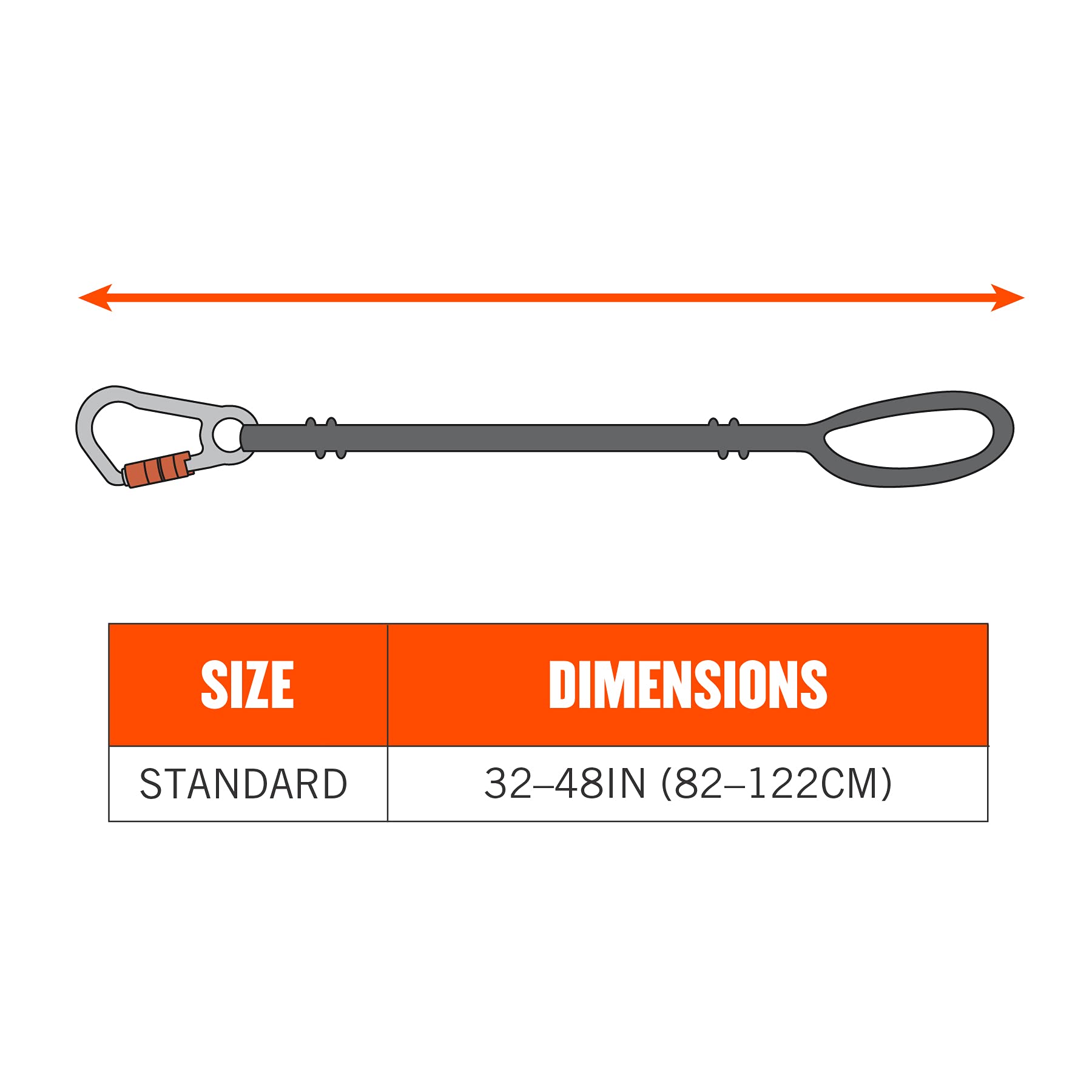 Ergodyne Squids 3105 Heavy Duty Tool Lanyard with Aluminum Screw Lock Carabiner - 15lbs Weight Capacity - 10-Pack Black - Perfect for Construction, Roofing & Electrician Tools Safety