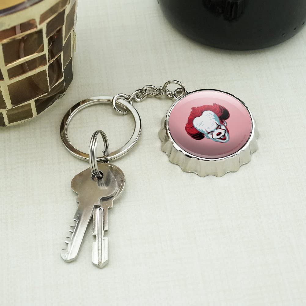 IT Pennywise Come Home Keychain - Chrome Plated Metal Bottle Opener with Pop Cap - Perfect for Horror Fans, Key Rings & Beer Openers
