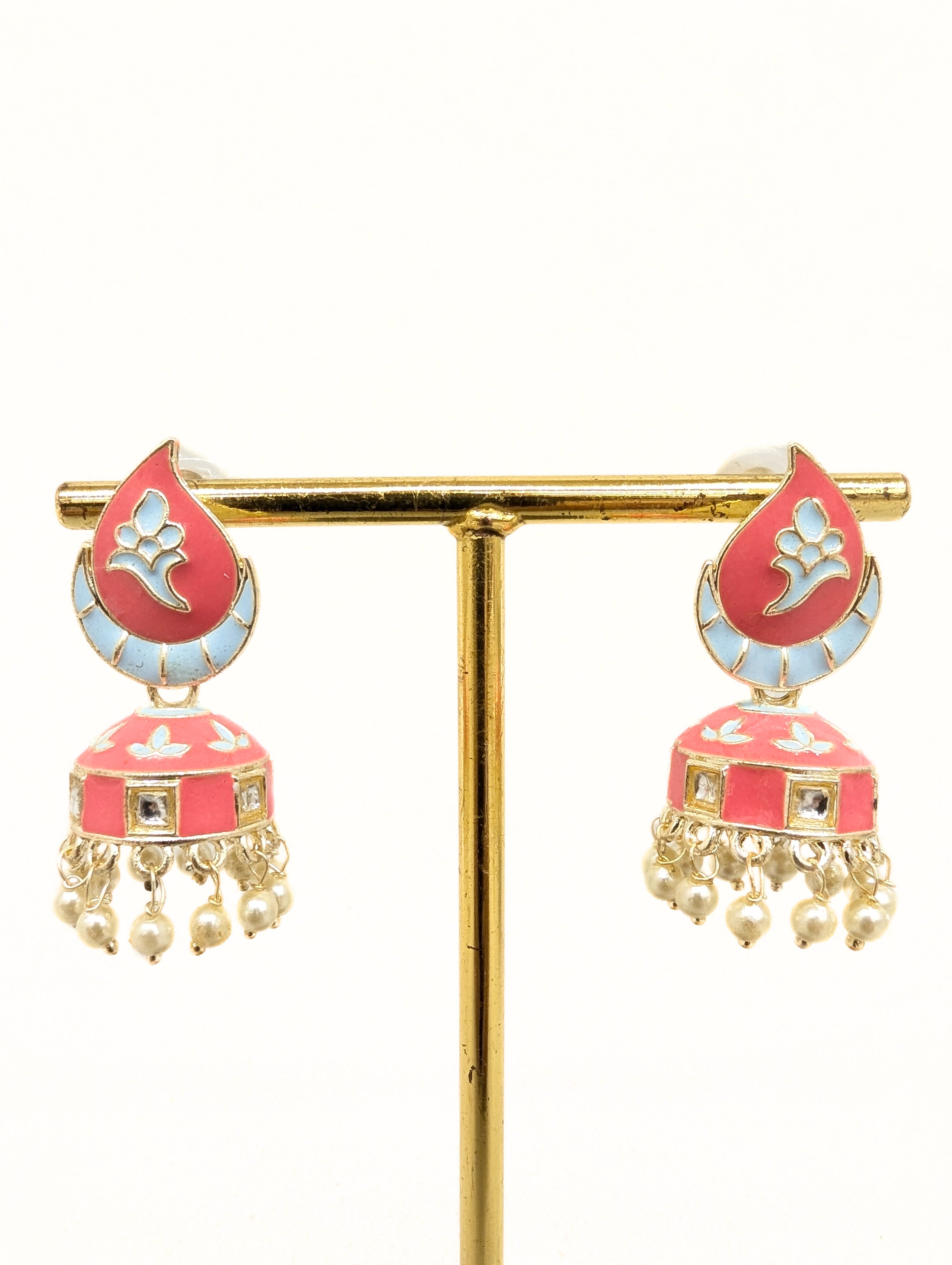Exquisite ISHA MEENAKARI Handmade Indian Earrings – Traditional Kundan Jewelry for Women, Bridal & Party Wear | Gift for Diwali, Weddings & Festive Occasions