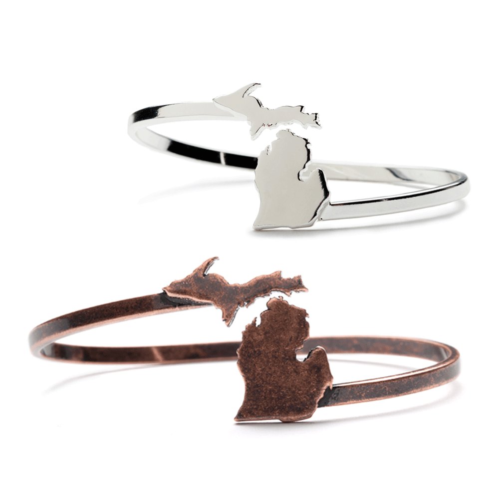 Stone Armory Michigan Bangle Bracelets for Women & Men - Stainless Steel Michigan Bracelet Sets - Perfect for Wolverines Fans, Alumni Gifts, and Game Day Accessories