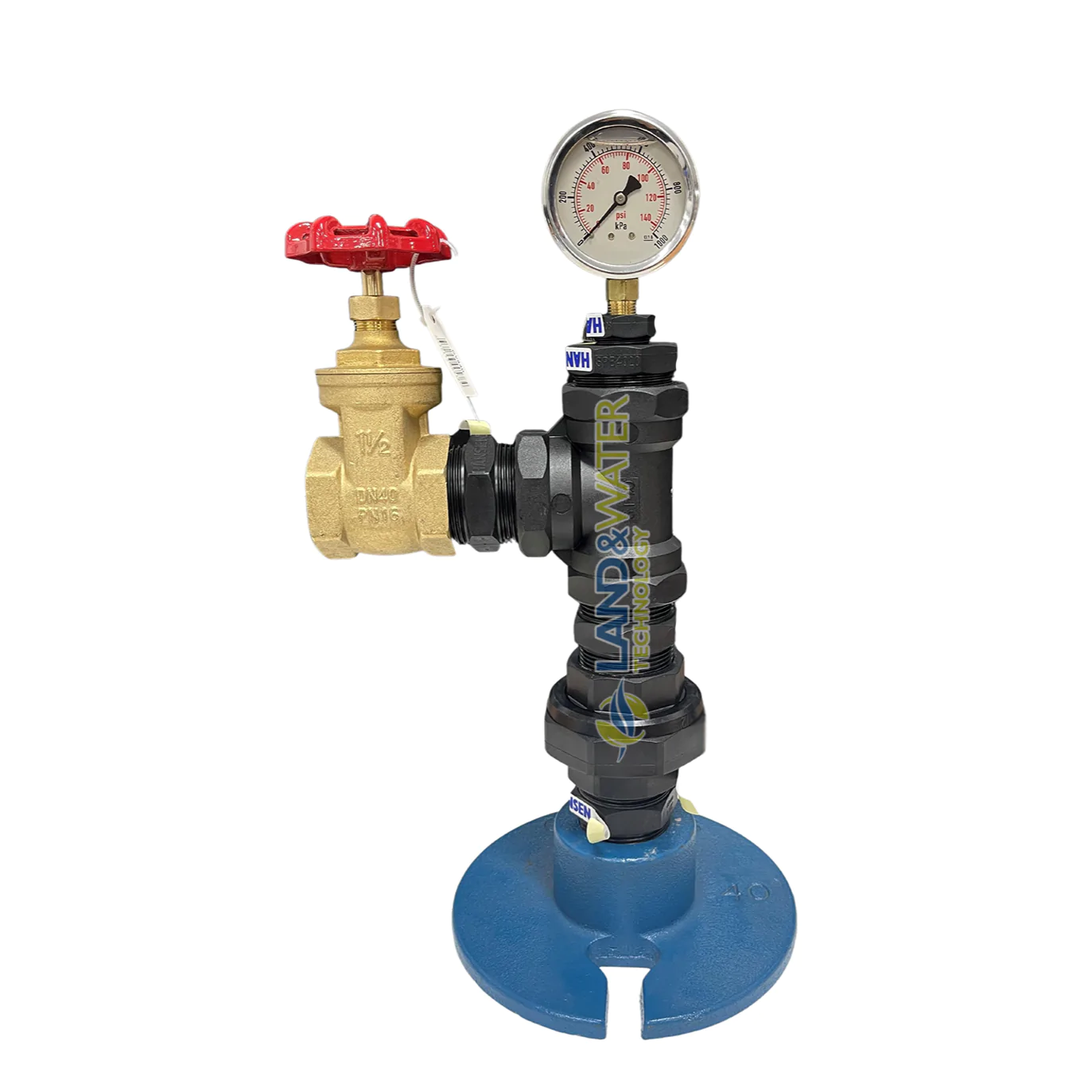 40mm Domestic Bore Cap Headworks with Pressure Gauge & Valve - Perfect for Water Supply Systems, Irrigation, and Plumbing Applications