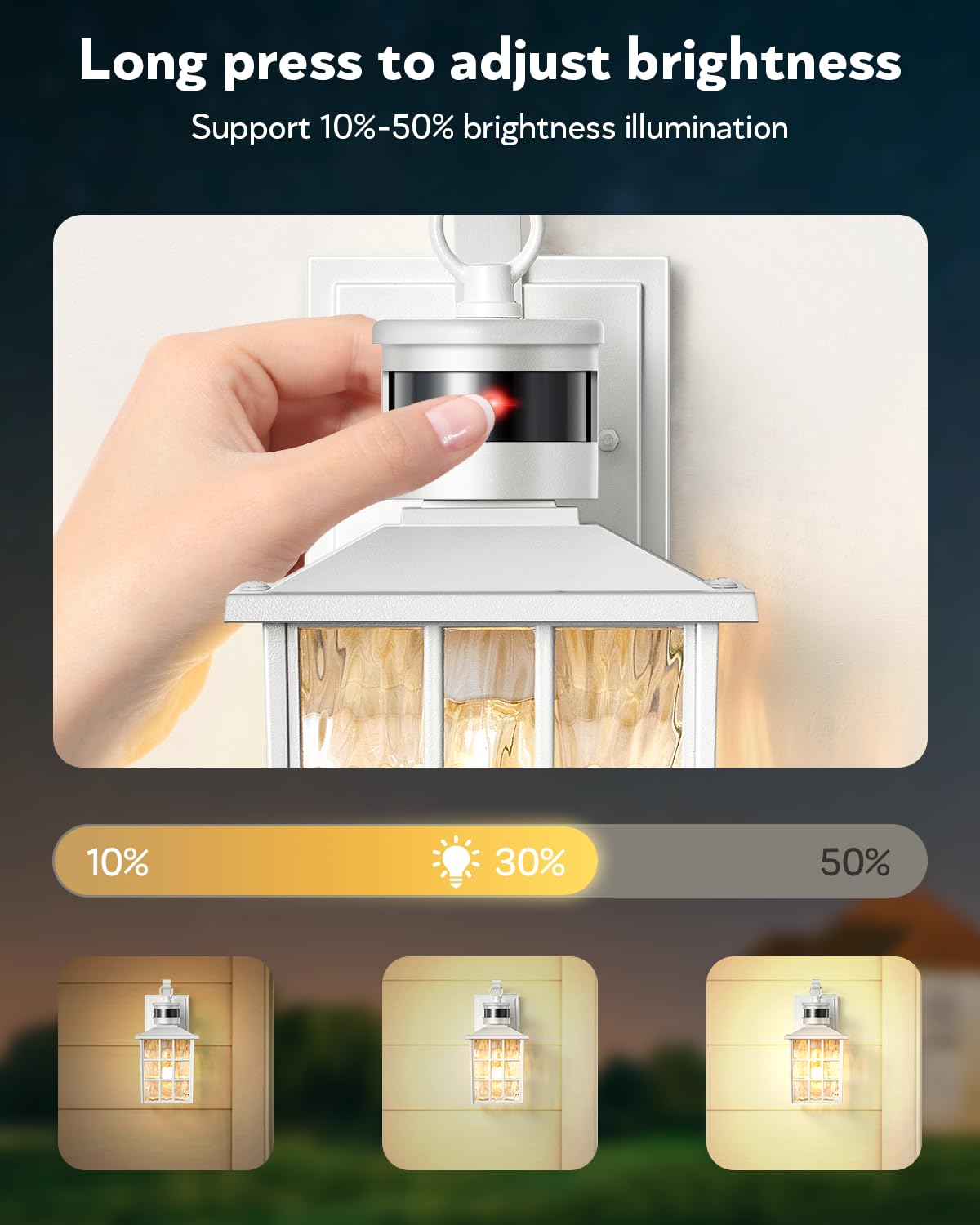 VIANIS Motion Sensor Outdoor Lights - White Dusk to Dawn Wall Lantern, 100% Aluminum Rust-Proof Exterior Light Fixture for Garage, Patio, Front Porch - Perfect for Home Security & Pathway Lighting