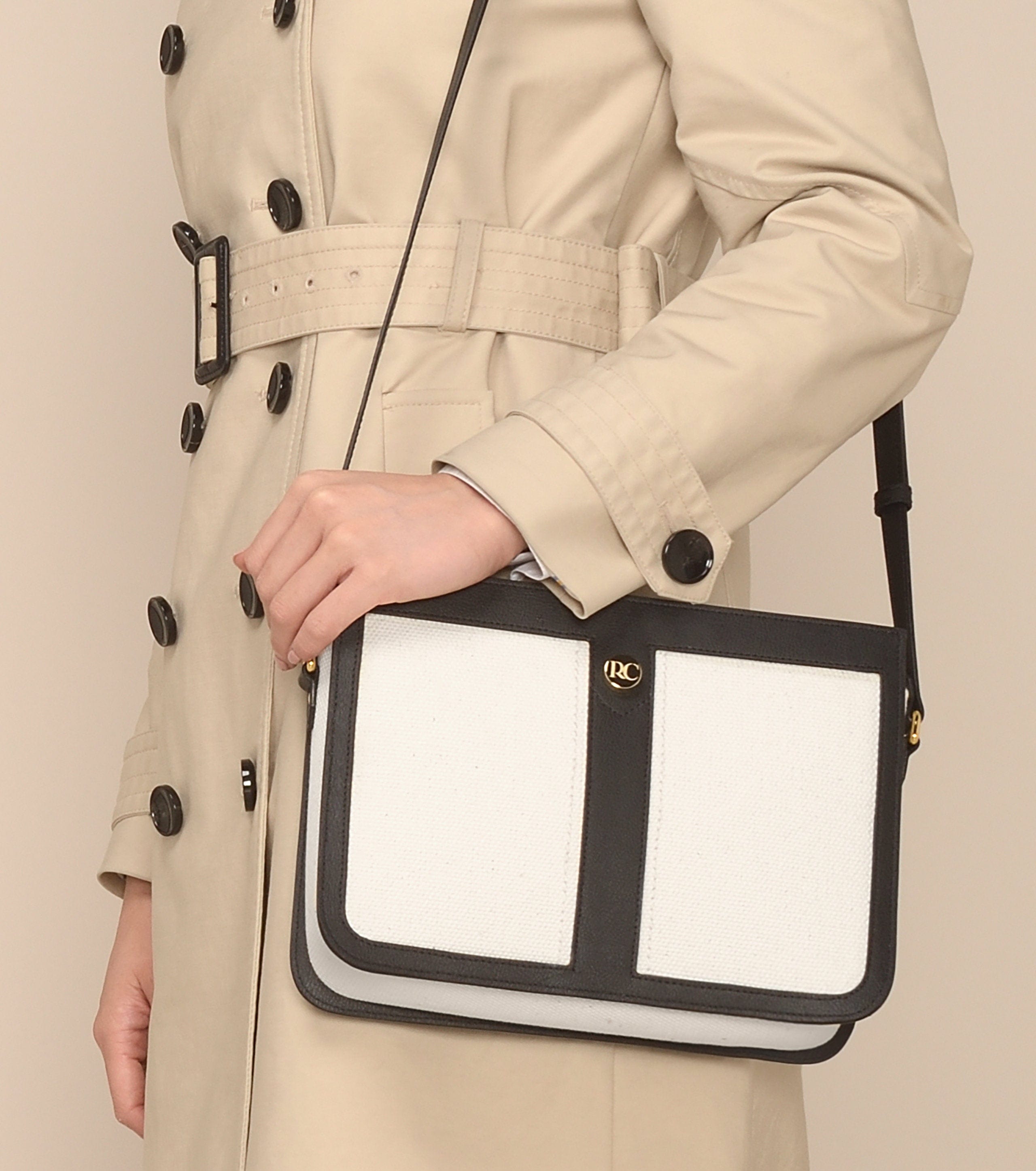 Petit Dune Organic Cotton Canvas Crossbody Bag for Women | Eco-Friendly Shoulder Purse | Black & White Striped Pattern | Perfect for Travel, Shopping & Everyday Use