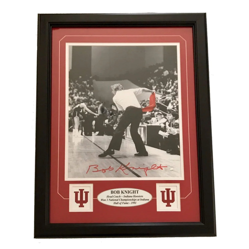 Bob Knight Autographed Indiana Hoosiers 11x14 Throwing Chair Framed Memorabilia with Steiner COA - Perfect for Sports Collectors, Man Cave Decor, and Indiana Basketball Fans