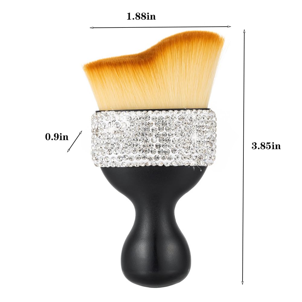 Glitter Diamond Crystal Car Interior Dust Brush - Soft Bristles Dashboard Cleaner for AC Vents, Leather Seats, Computers | Premium Silver Dusting Tool for Cars, Home & Office Cleaning