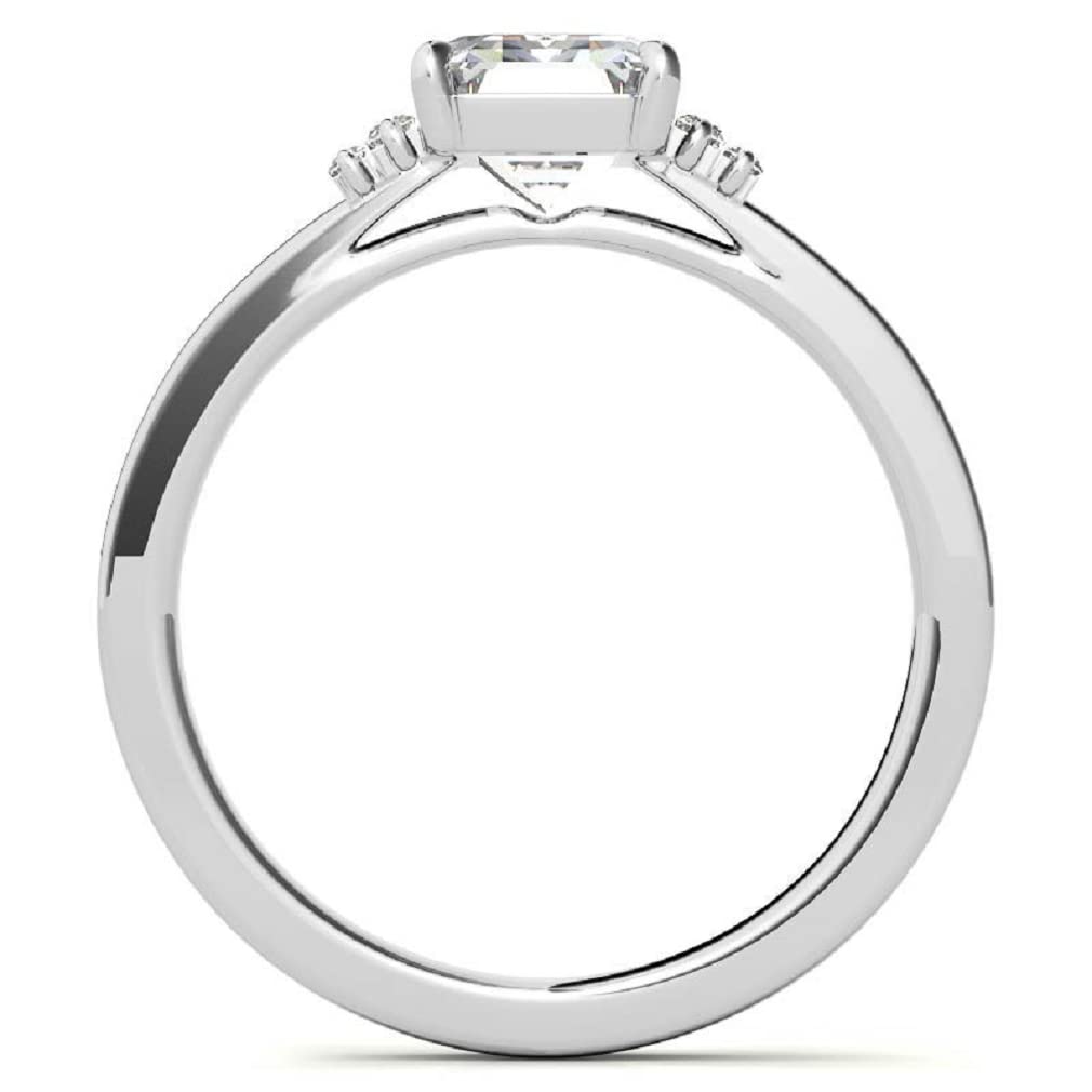 10K Solid White Gold Handmade Engagement Ring - 1.0 CT Emerald Cut Moissanite Diamond Solitaire Wedding Band for Women, Anniversary Jewelry Gift - Perfect for Proposals, Bridal Sets & Special Occasions
