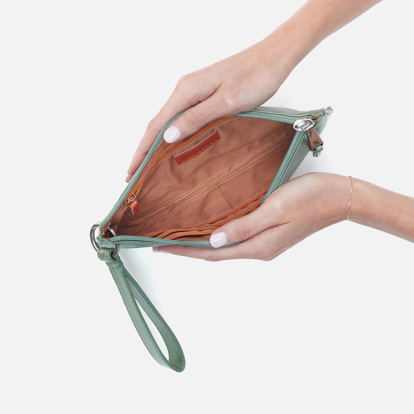 Vida Polished Leather Wristlet - Elegant Jade Clutch for Women | Perfect for Evening Parties, Weddings & Special Occasions