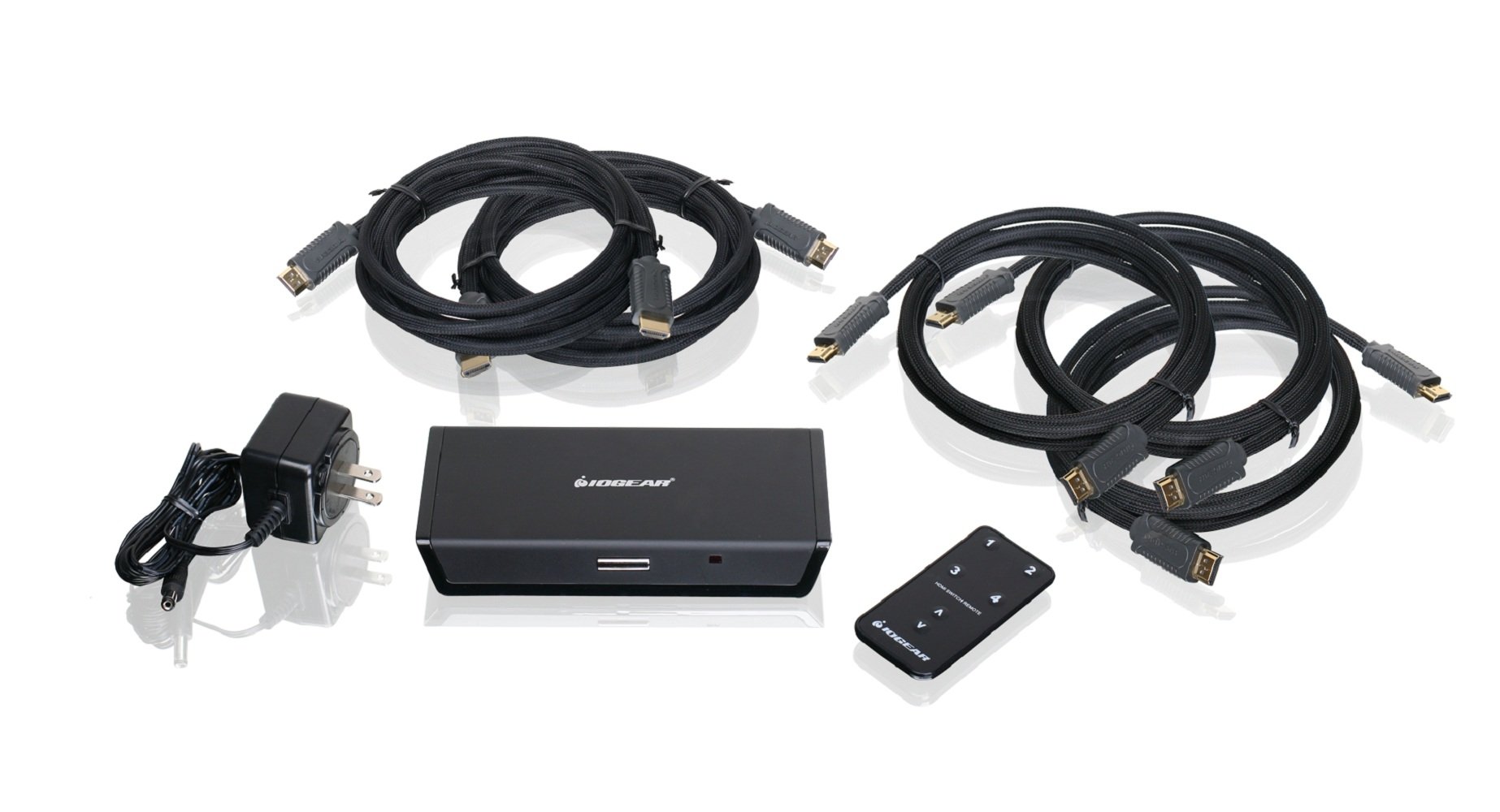 IOGEAR 4-Port HDMI Switch with Remote Control & Cables - 4K Ultra HD, 3D, HDR, HDCP 2.2 Compatible - for Home Theater, Gaming Consoles, Streaming Devices & Multiple Monitors (GHDSW4KIT)