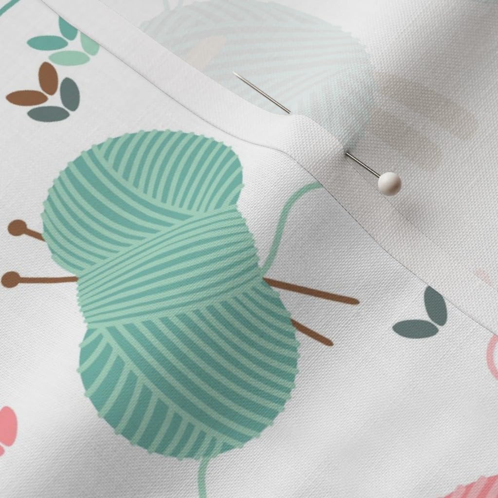 Premium Spoonflower Fabric - Soft Knitting Sheep & Lamb Needle Animal Print on Petal Signature Cotton Fabric by The Yard - Perfect for Sewing, Quilting, Apparel, DIY Crafts & Home Decor | Ideal for Baby Clothes, Throw Pillows & Wall Art