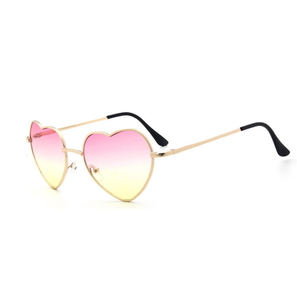 Heart Shaped Sunglasses for Women - Red Mirror Lens Metal Frame for Beach & Outdoor Fashion