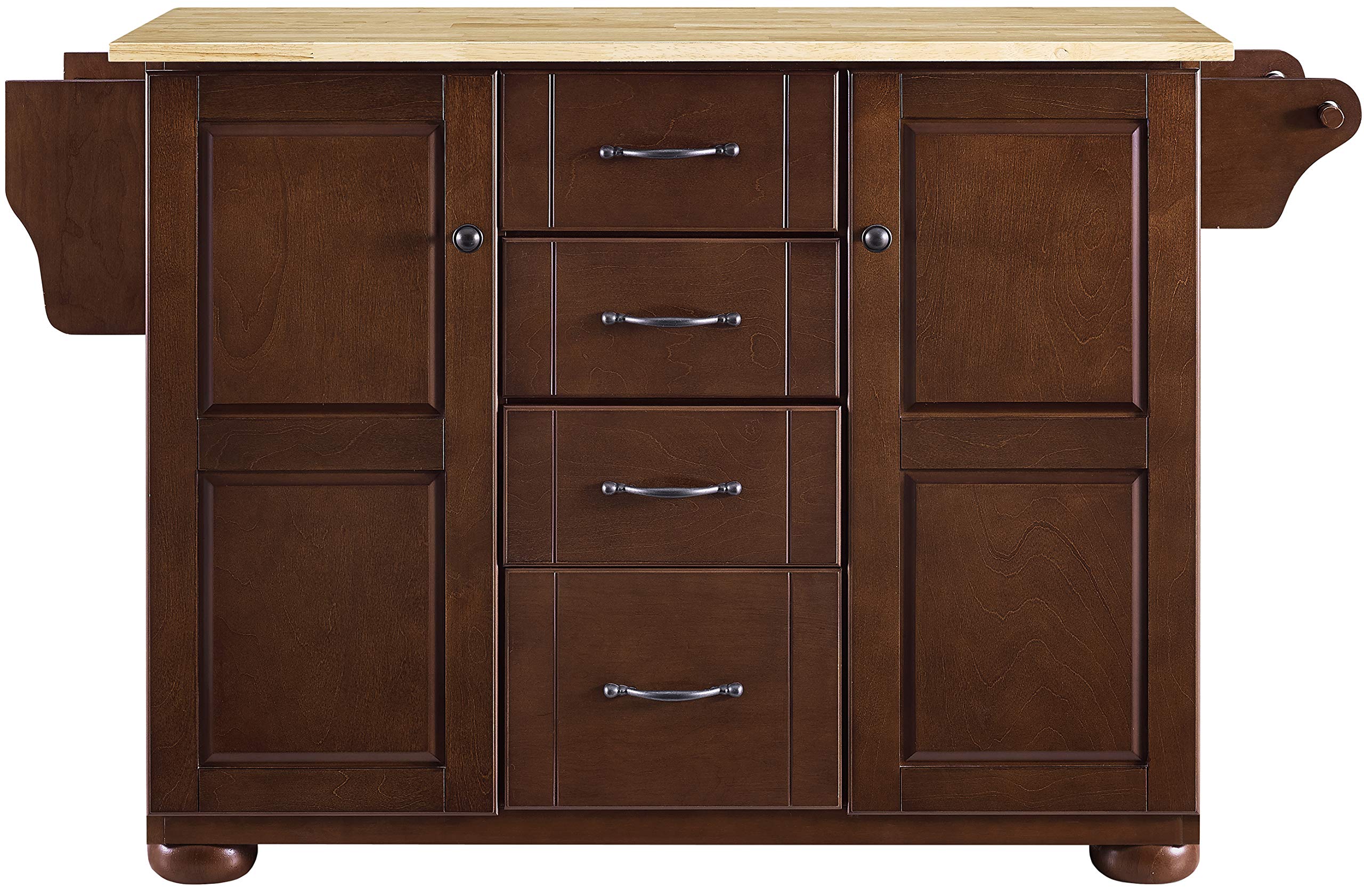 Crosley Eleanor Wood Top Kitchen Island with Spice Rack, Storage Drawers & Shelves - Mahogany Finish | Perfect for Small Kitchens, Pantry Organization & Extra Counter Space