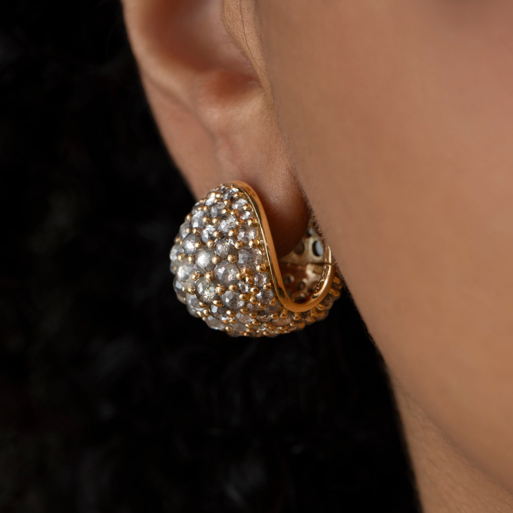 Rose Cut Grey Diamond Chunky Ball Statement Earrings for Women - Elegant Dangle Earrings for Parties, Weddings & Special Occasions