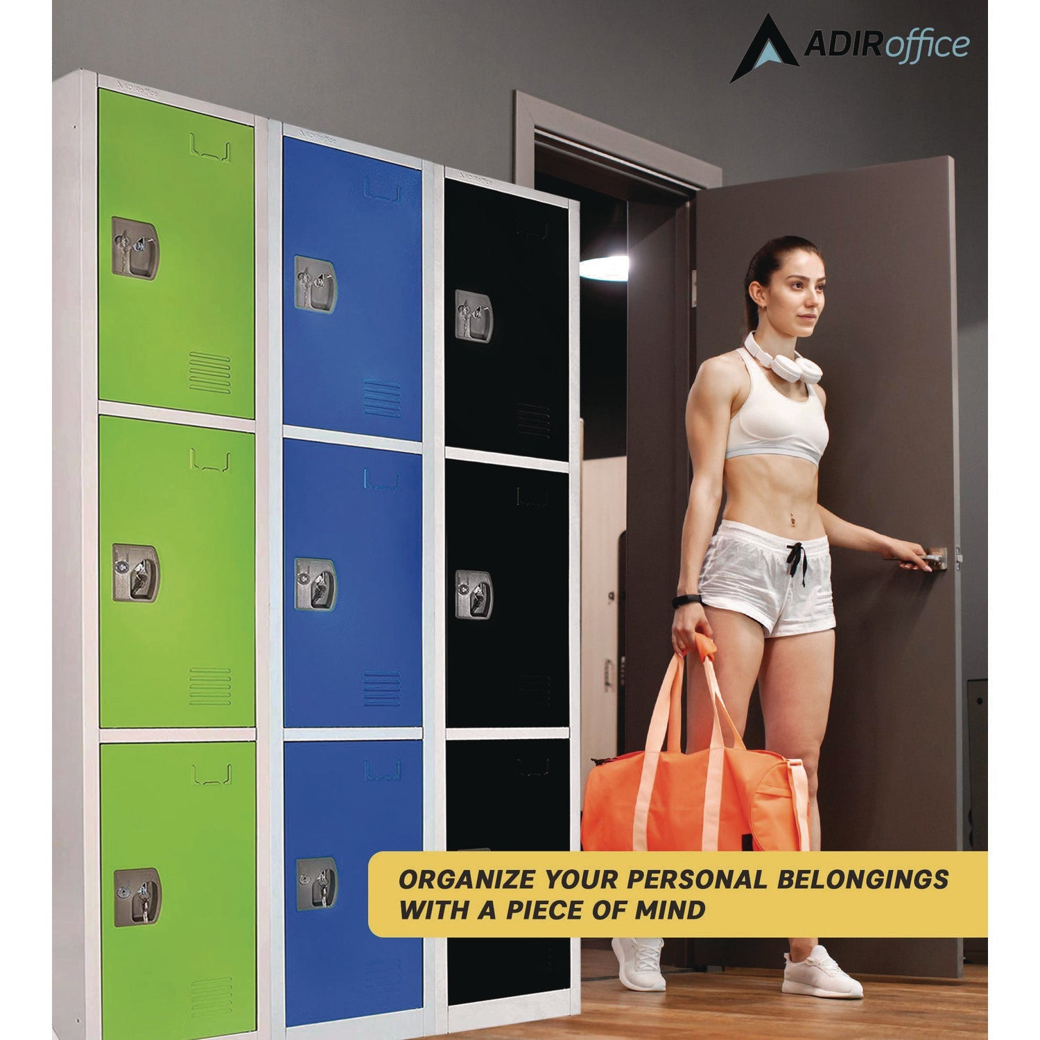 Steel Storage Locker with 3 Compartments - 12 x 12 x 72 Inches, Blue - Heavy-Duty School, Gym & Office Locker for Secure Storage