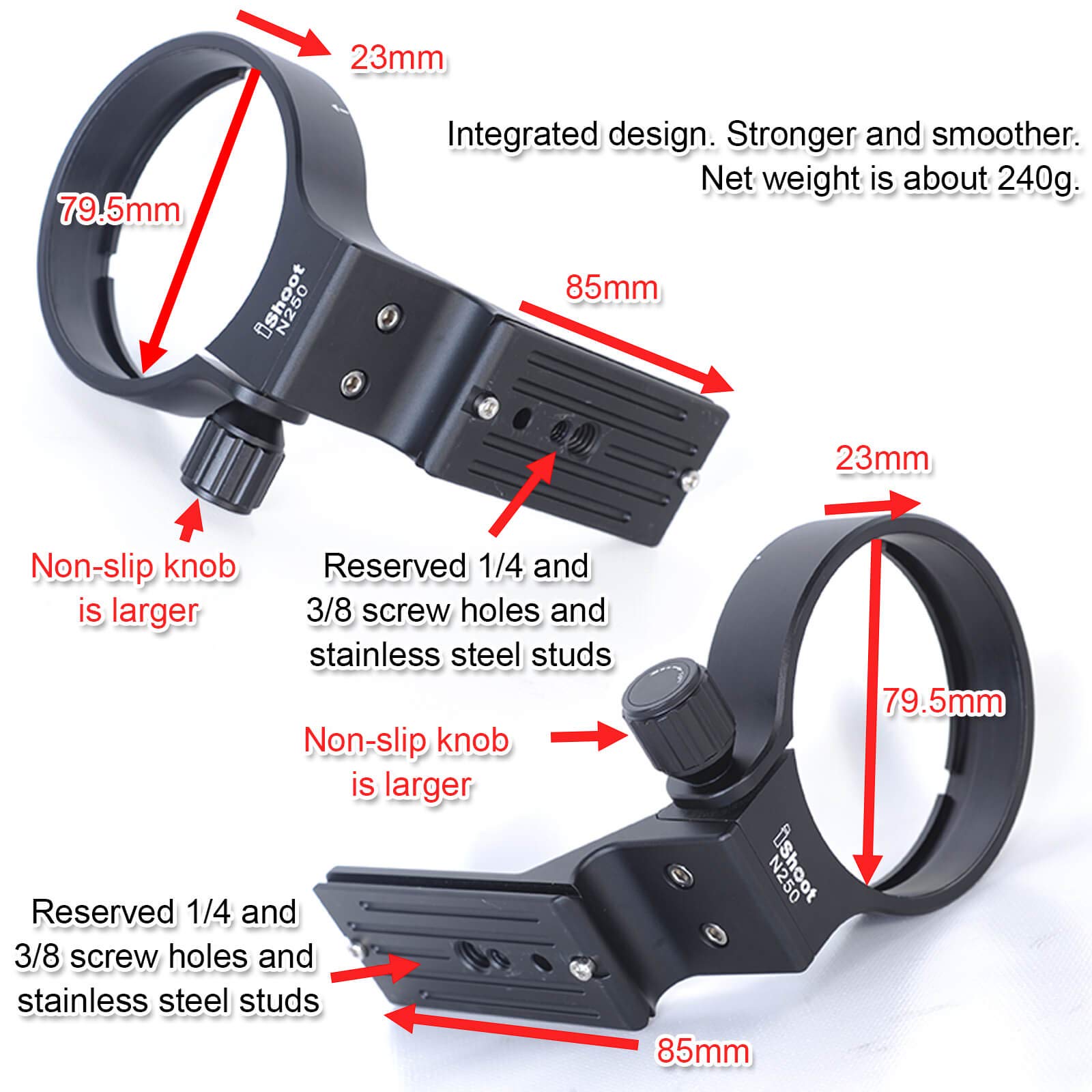 Nikon AF-S 200-500mm f/5.6E ED VR Lens Tripod Mount Ring with Arca-Swiss Quick Release Plate - Durable Lens Collar Support Bracket for Wildlife & Sports Photography